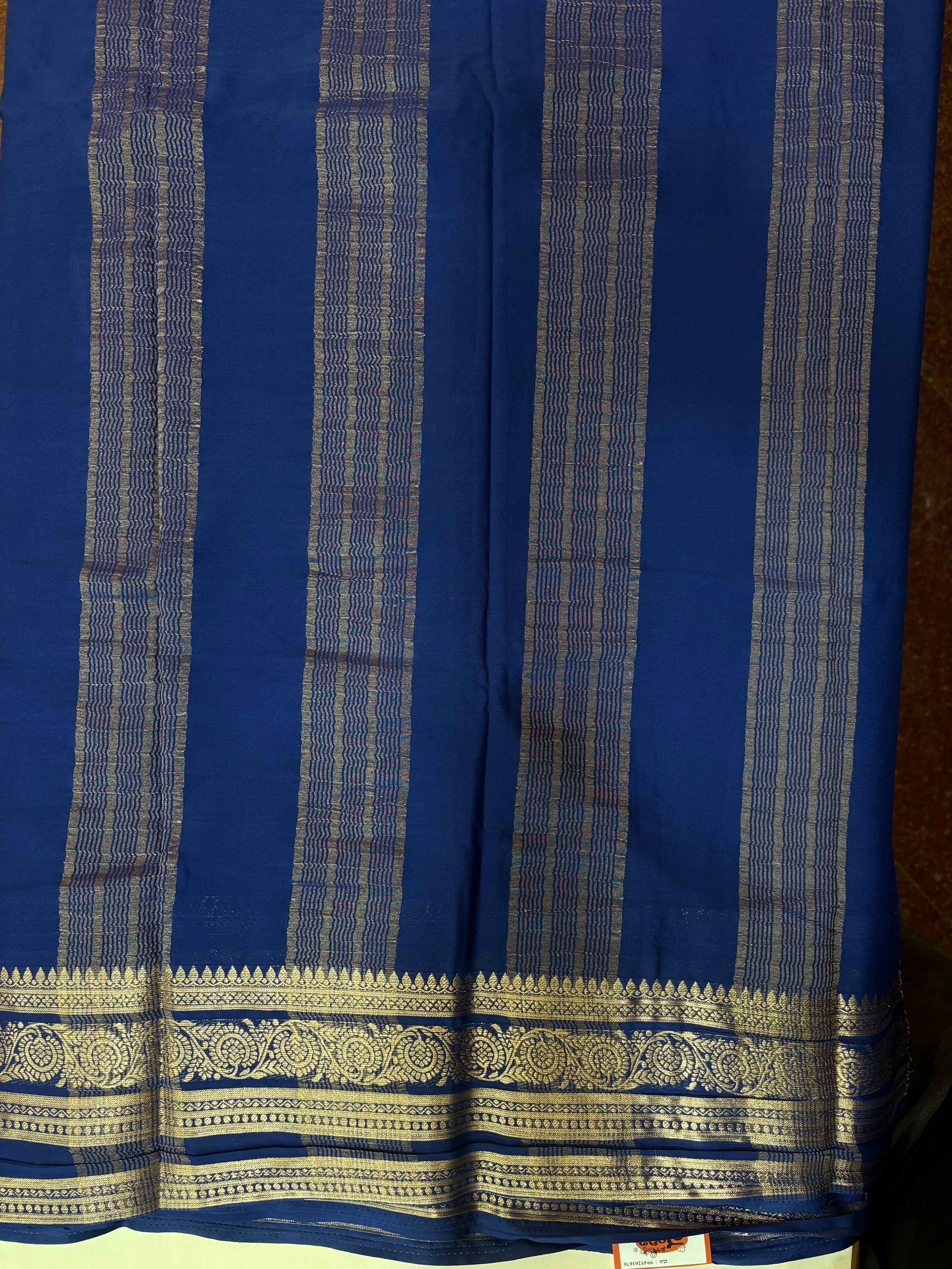 Navy Blue Semi Crepe Silk Saree (PT5363)