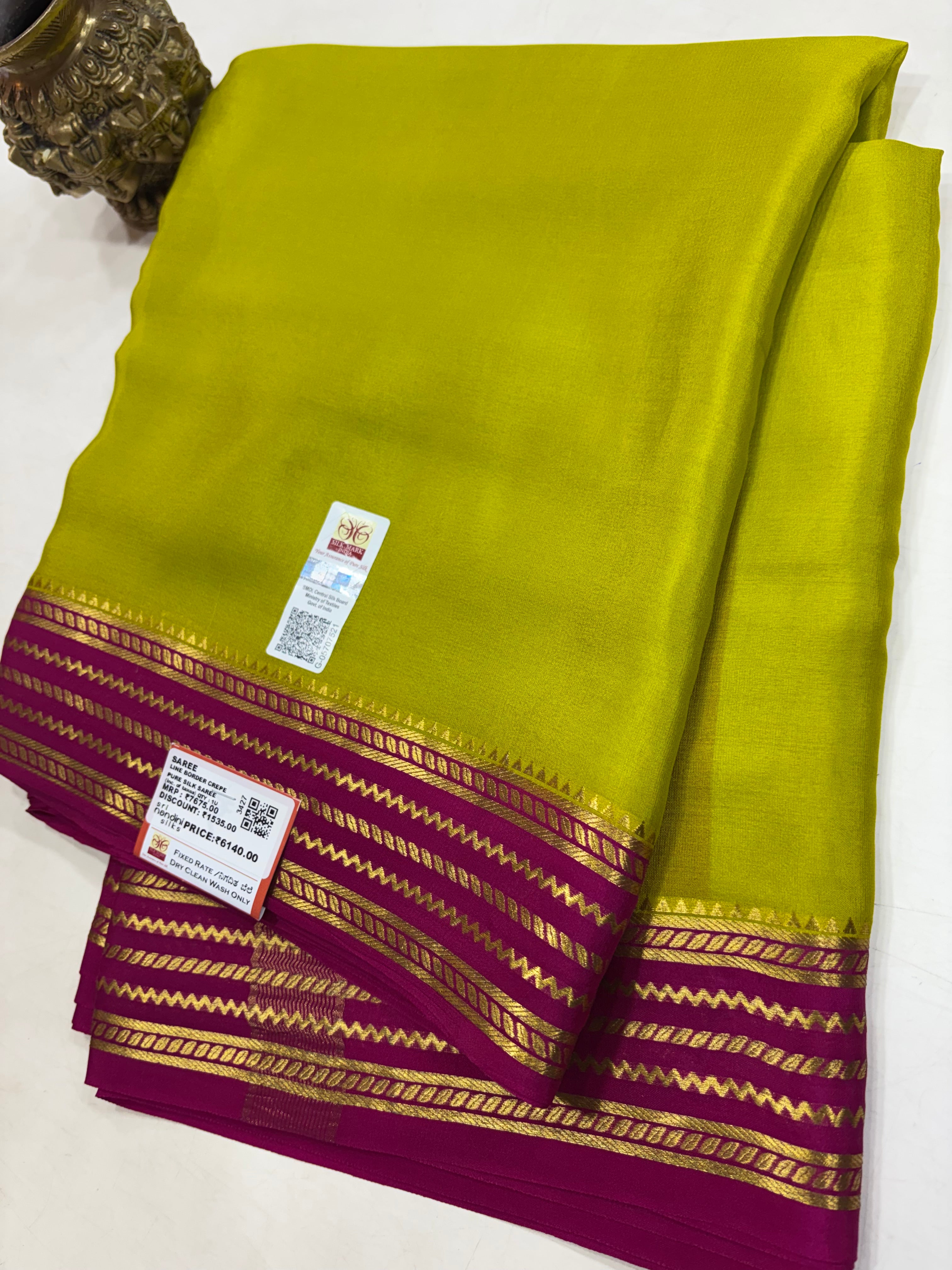 Pure Crepe Silk Saree With Silk Mark (3427)