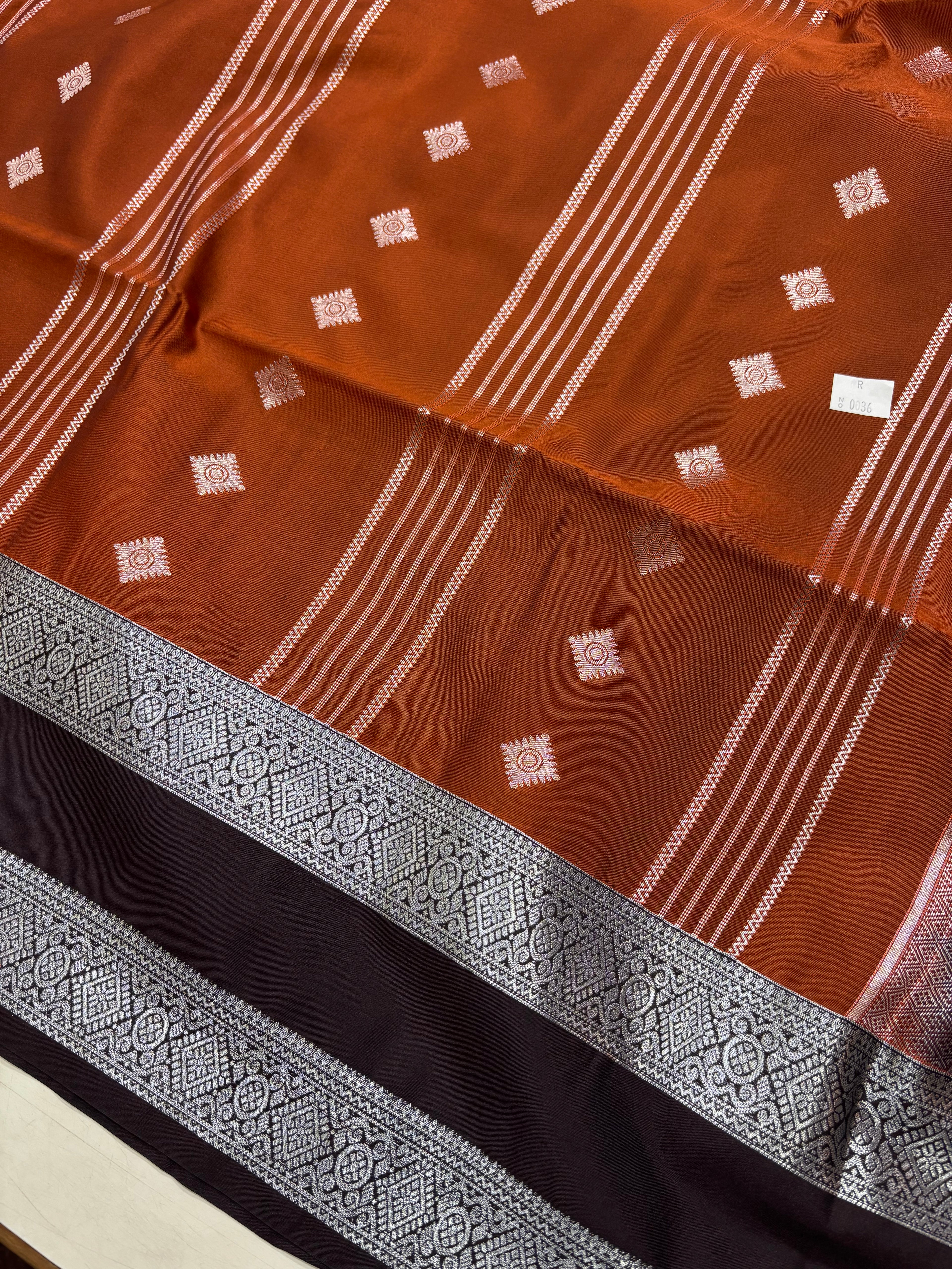 Rust Orange & Dark Brown Sift Semi Silk Saree (SMS5606)