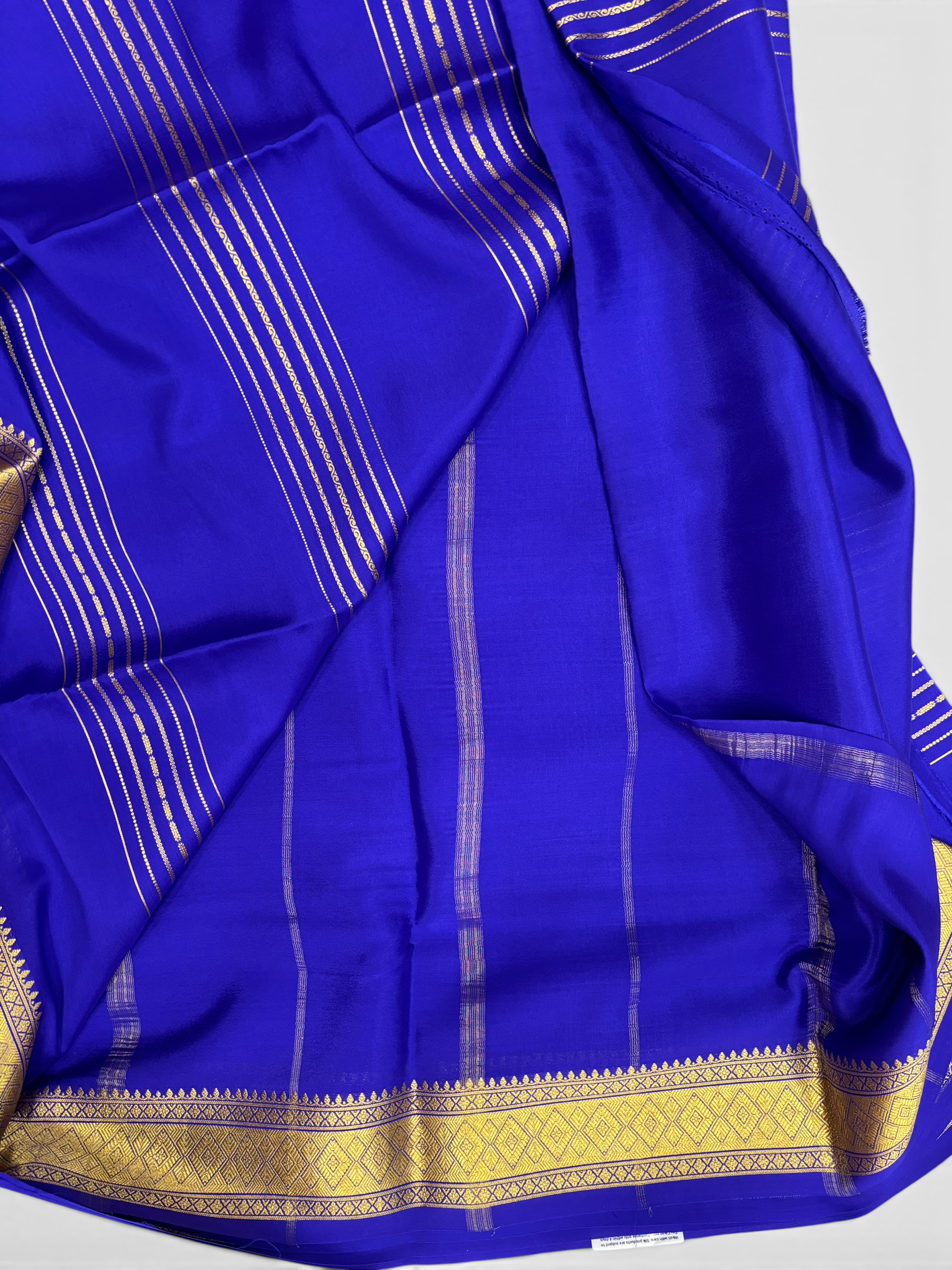 Pure Crepe Silk Royal Blue Self 7DH Lines Saree w/ Silk Mark (PSE6574)