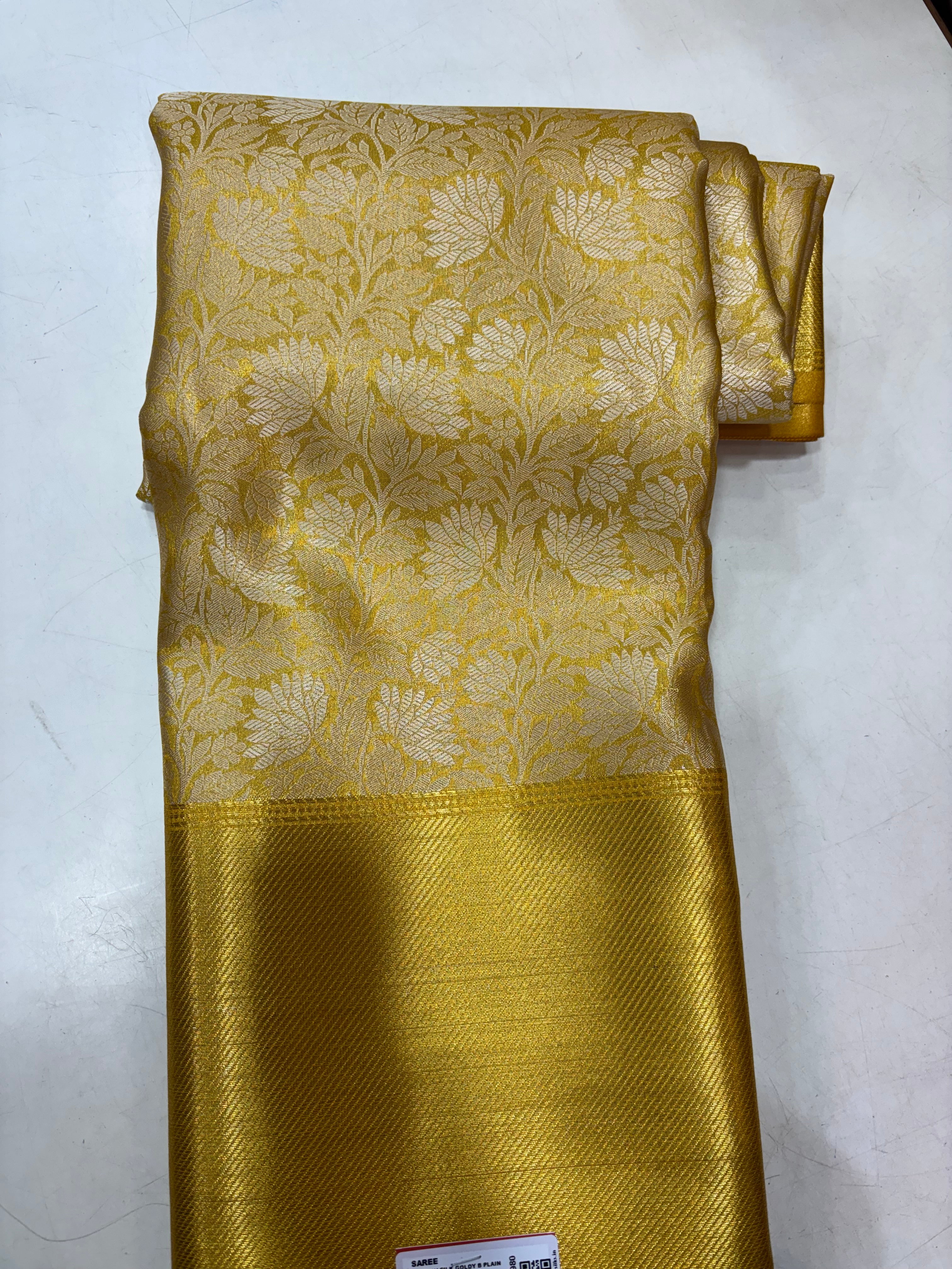 Trending Golden Soft Semi Silk Saree Gatti Border (NHM5980)