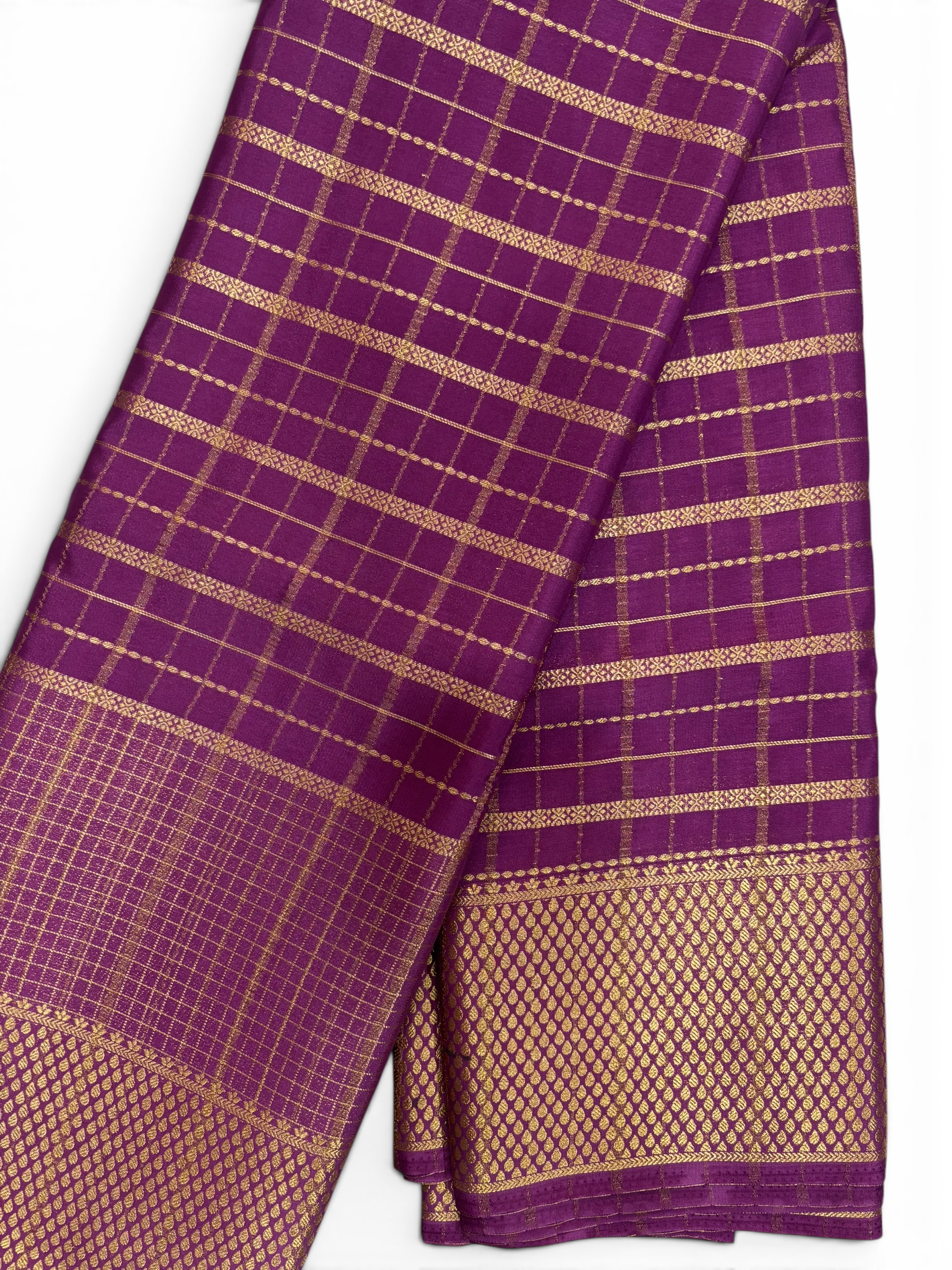 Premium Crepe Silk Self Onion Pink Chex Saree (SMI6941_11)