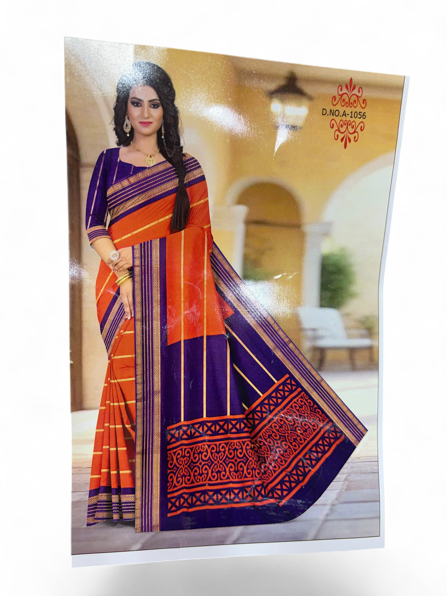 Trending Saffron & Royal Blue Fancy Saree (NHM7046)