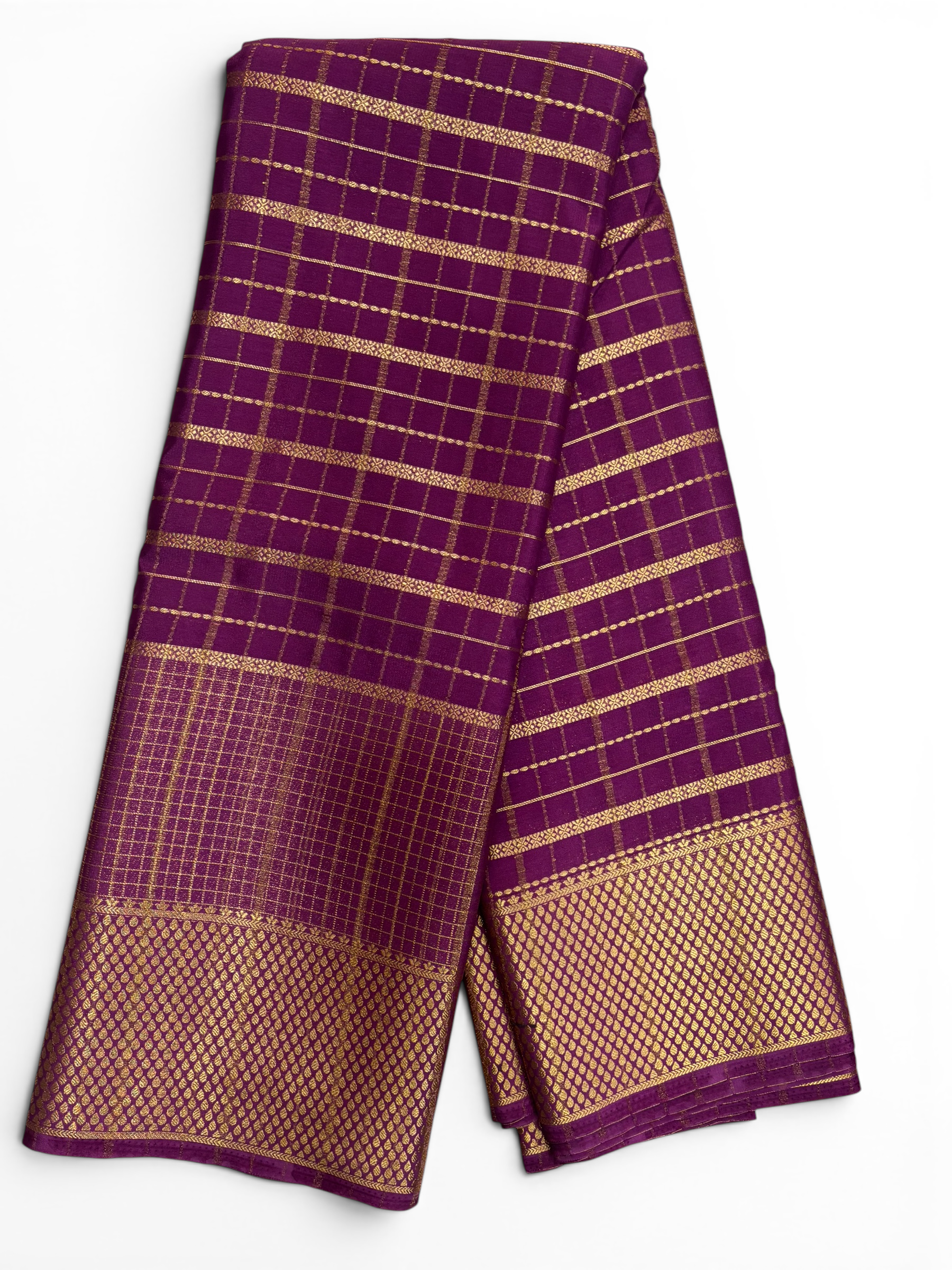 Premium Crepe Silk Self Onion Pink Chex Saree (SMI6941_11)