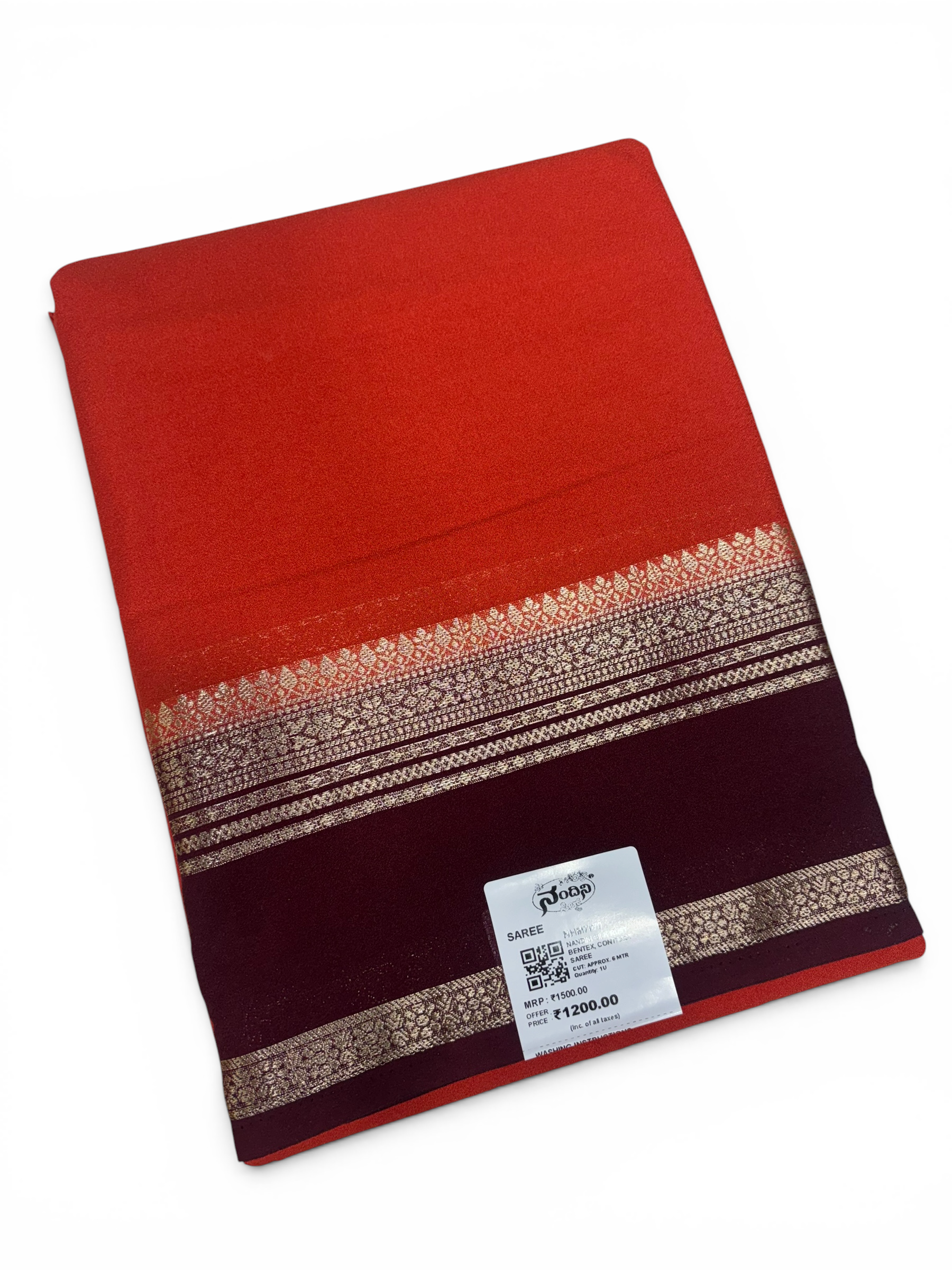 Nandini Silk Rust Orange & Brown Crape Saree (NHM7070)