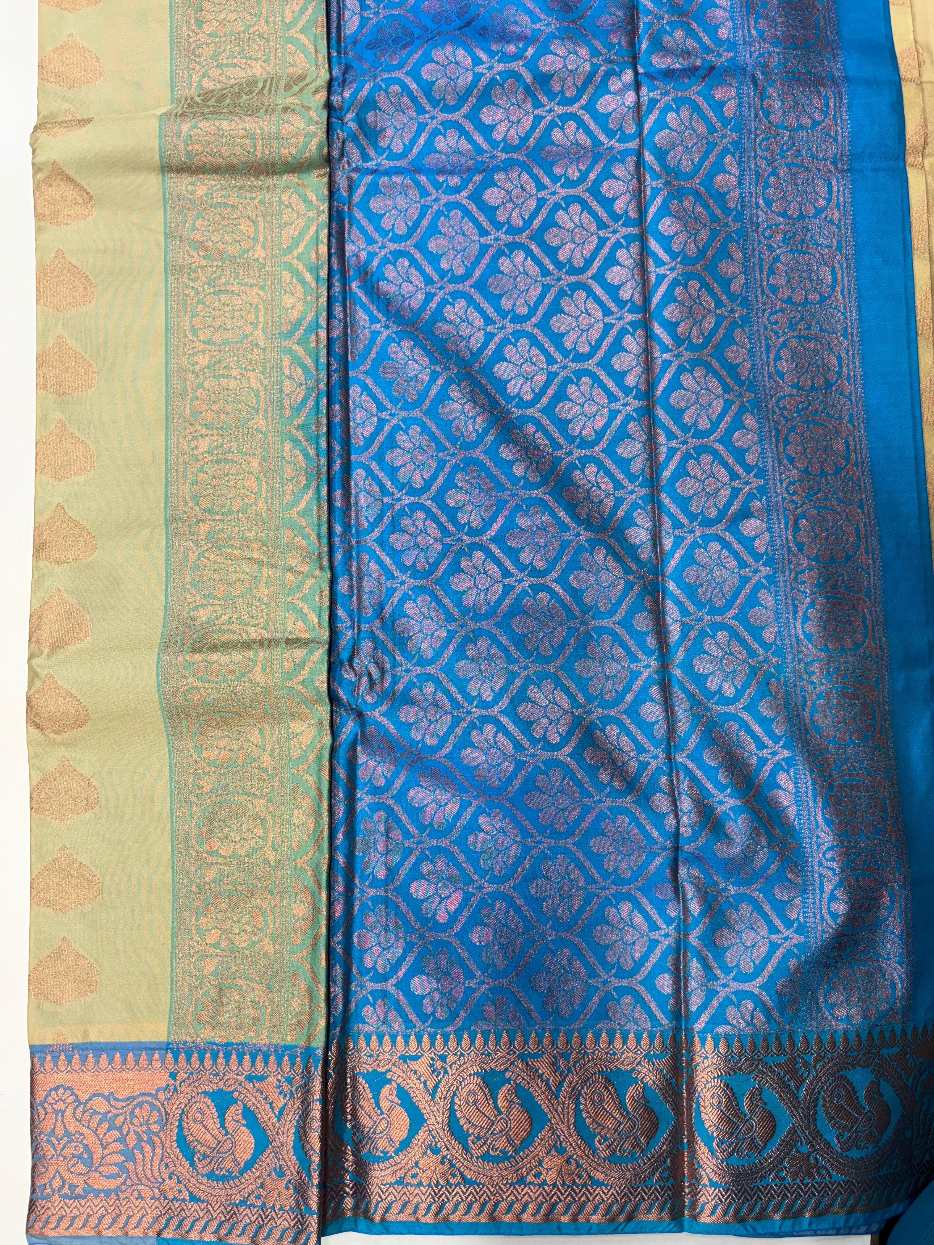Nandini Silk Dark Cream Semi Silk Saree (SMS5984)