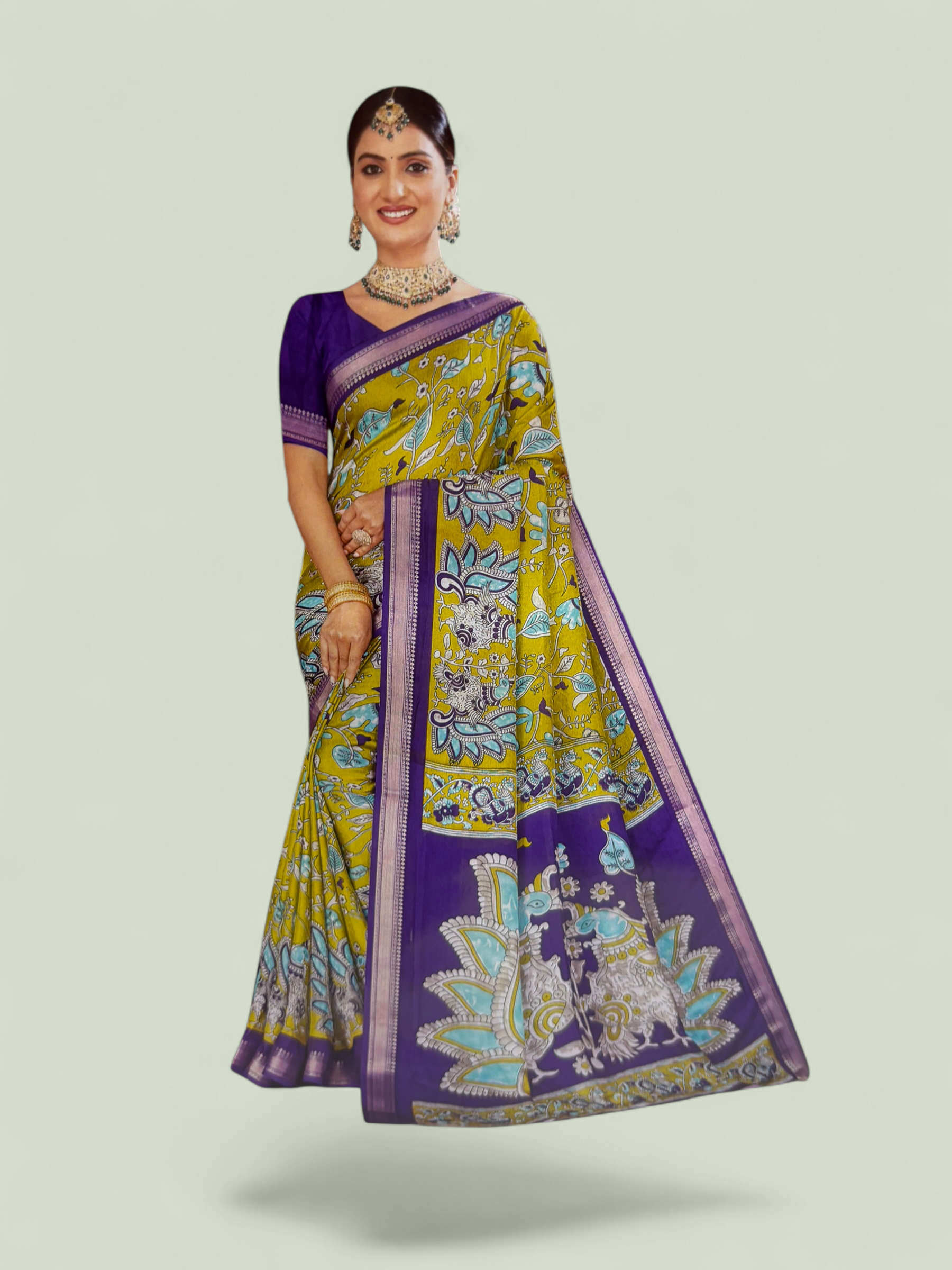 Trending Pear Green Fancy Saree (NHM7068)