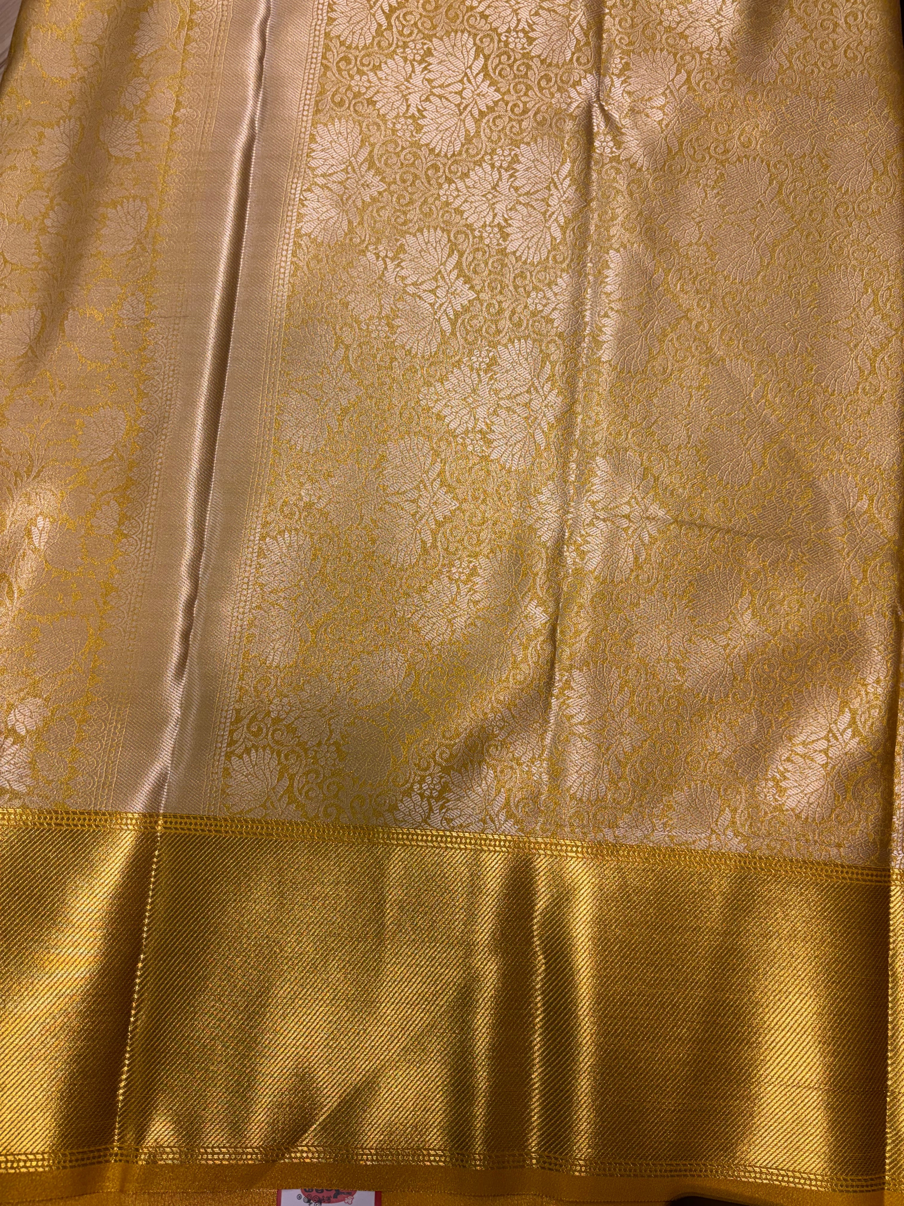 Trending Golden Soft Semi Silk Saree without Stone (NHM5819)