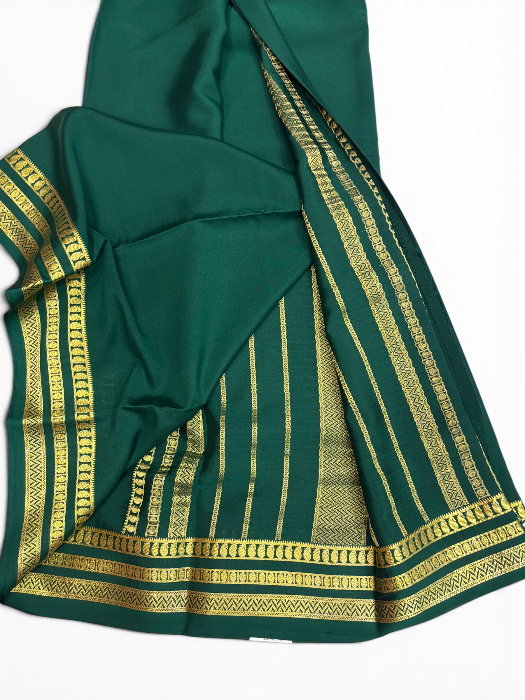 Pure Crepe Silk Green Self Saree w/ Silk Mark (PSE6959)