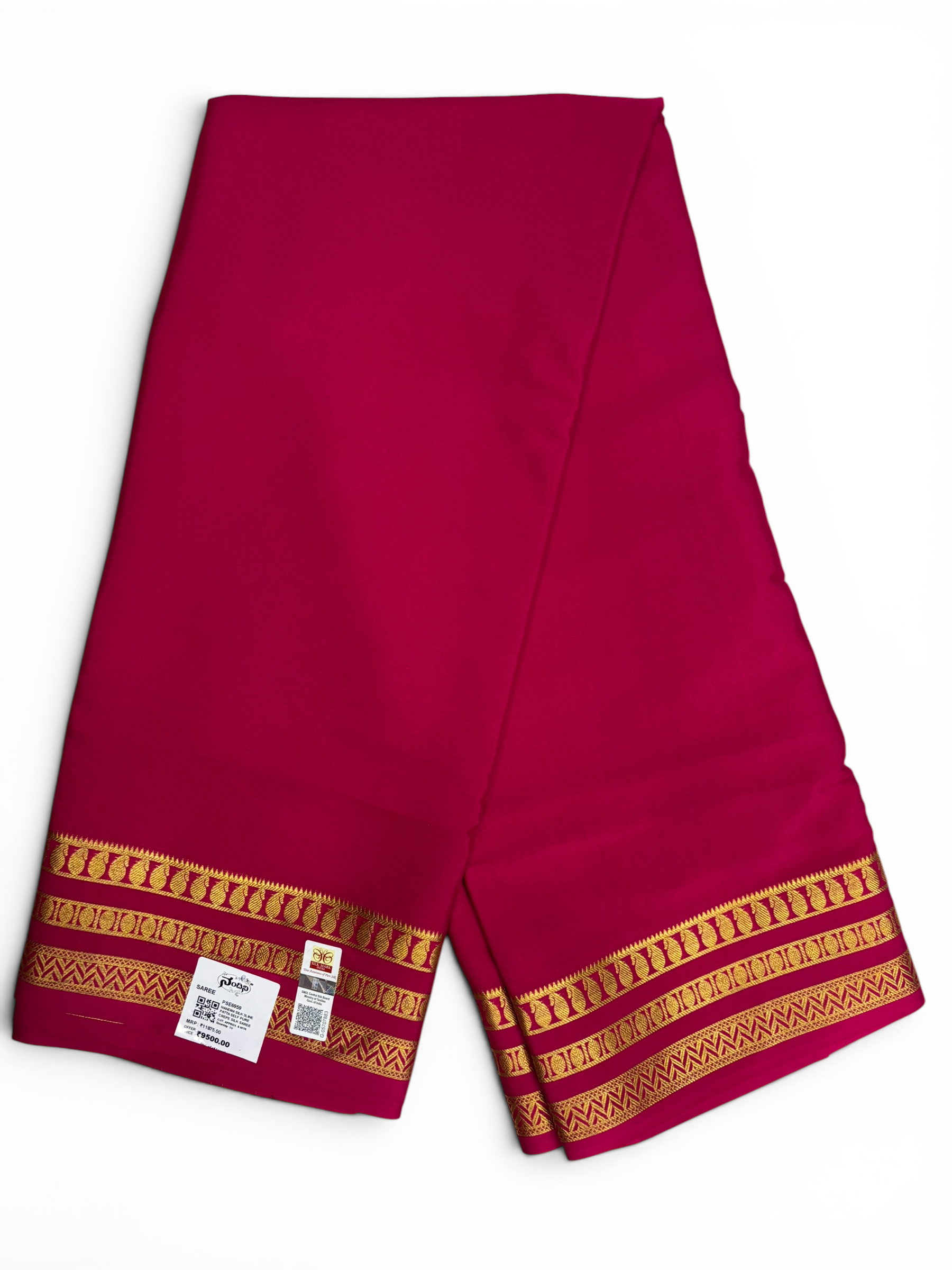 Pure Crepe Silk Rani Self Saree w/ Silk Mark (PSE6959)