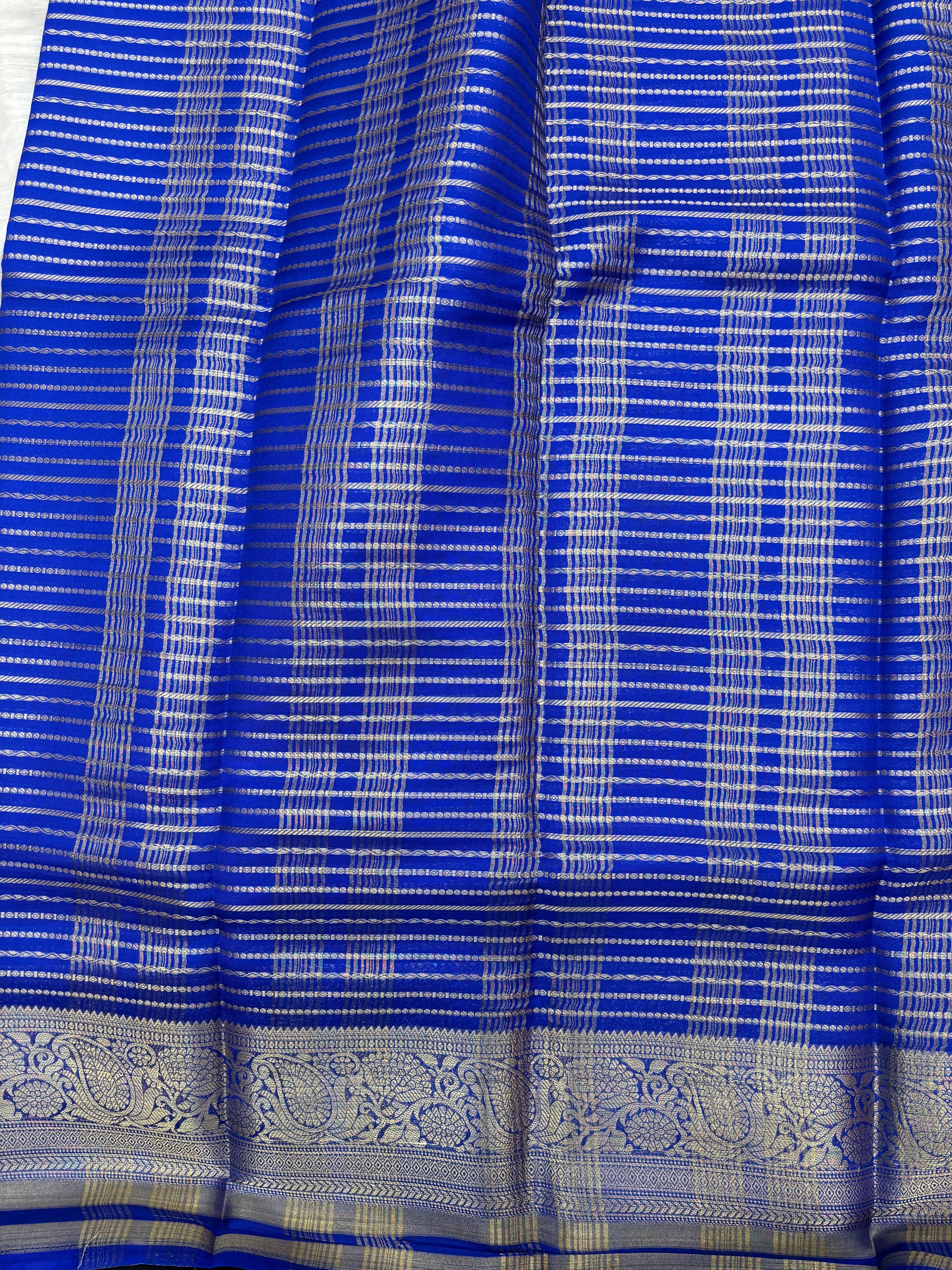 Royal Blue H Lines Semi Crepe Silk Saree (PT4393)