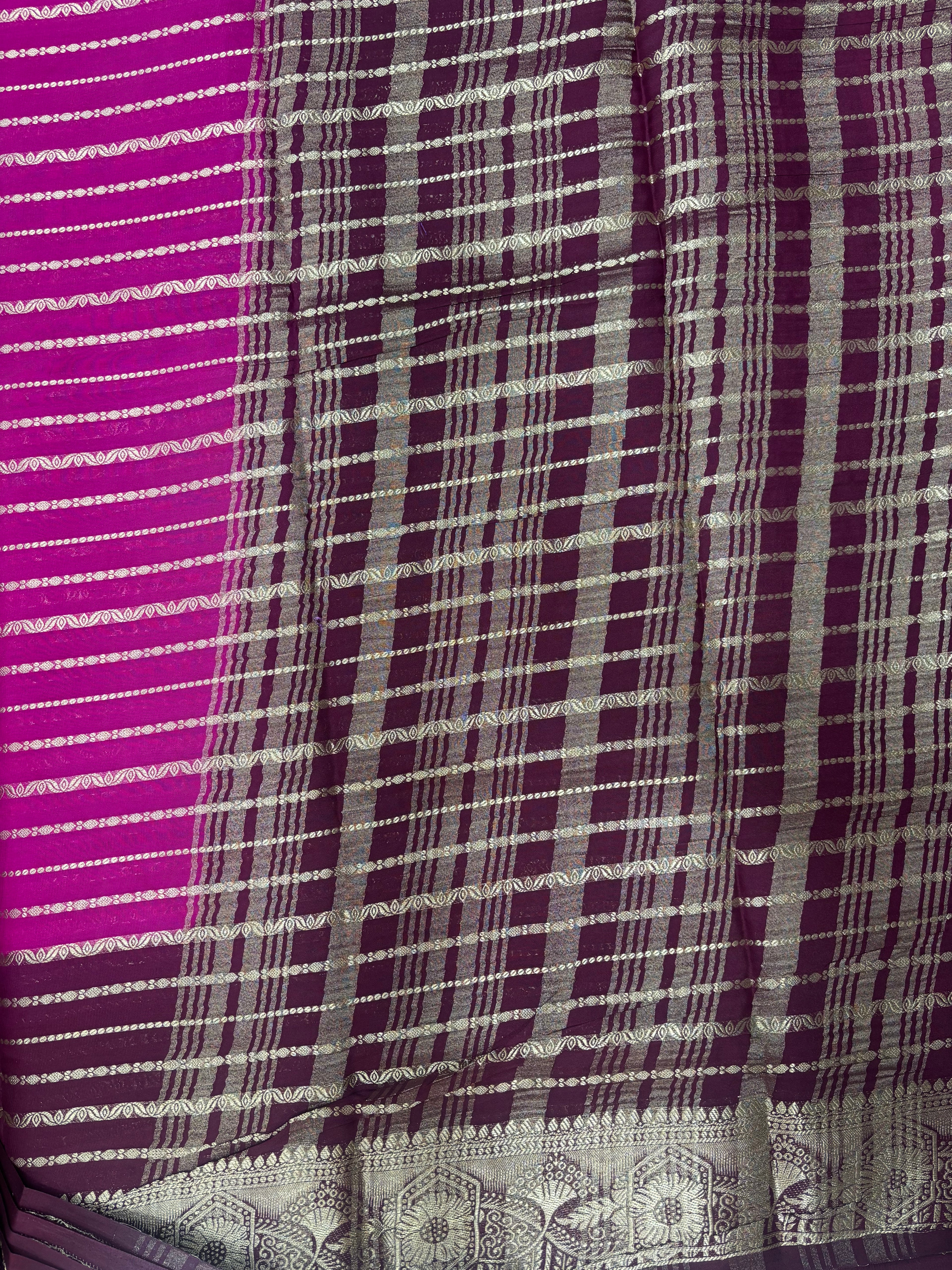 Kadambari Fancy Horizontal Lines Semi Crepe Silk Saree (PT5347-2)