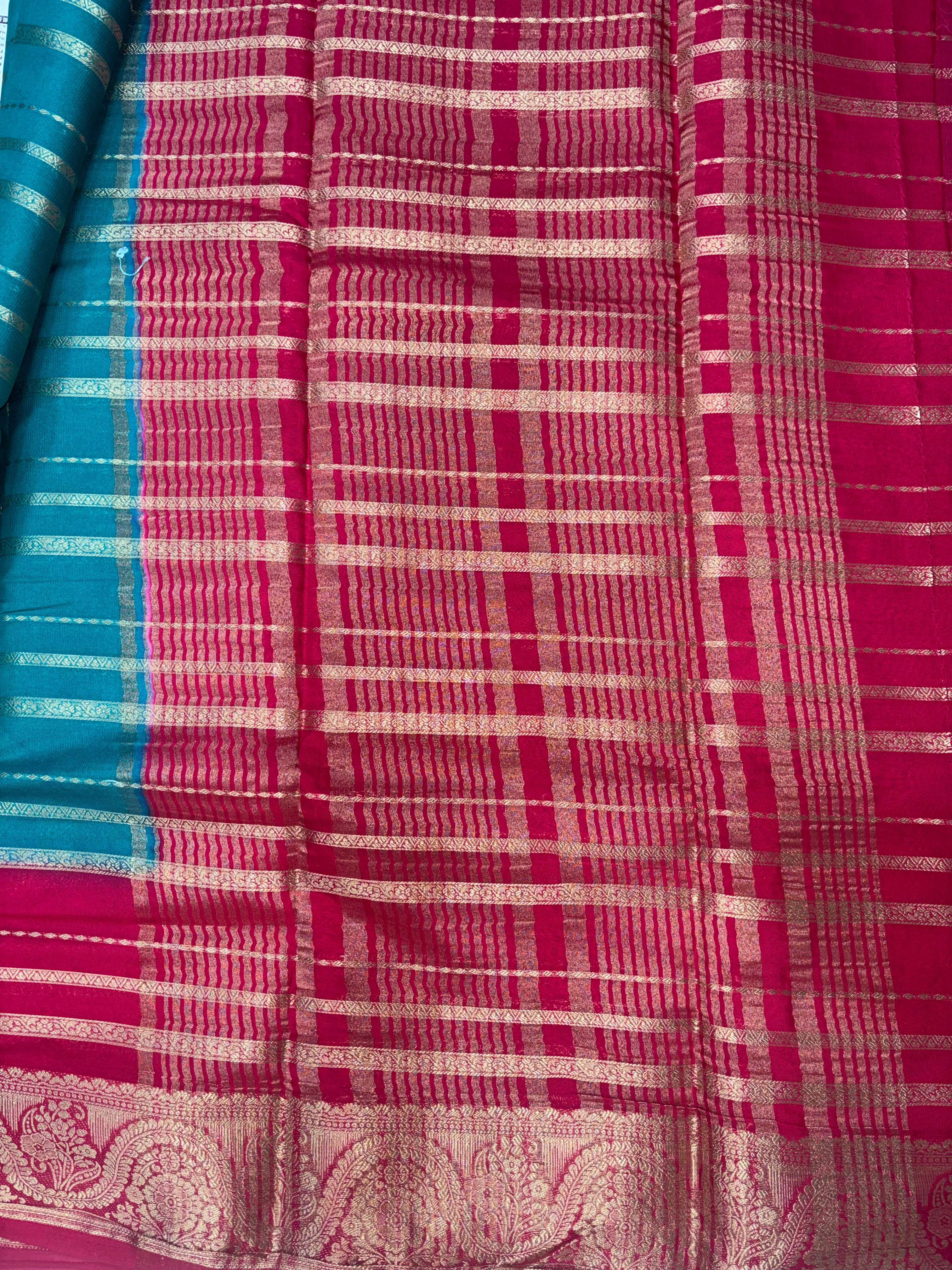 Kadambari Fancy Horizontal Lines Semi Crepe Silk Saree (PT5347-4)