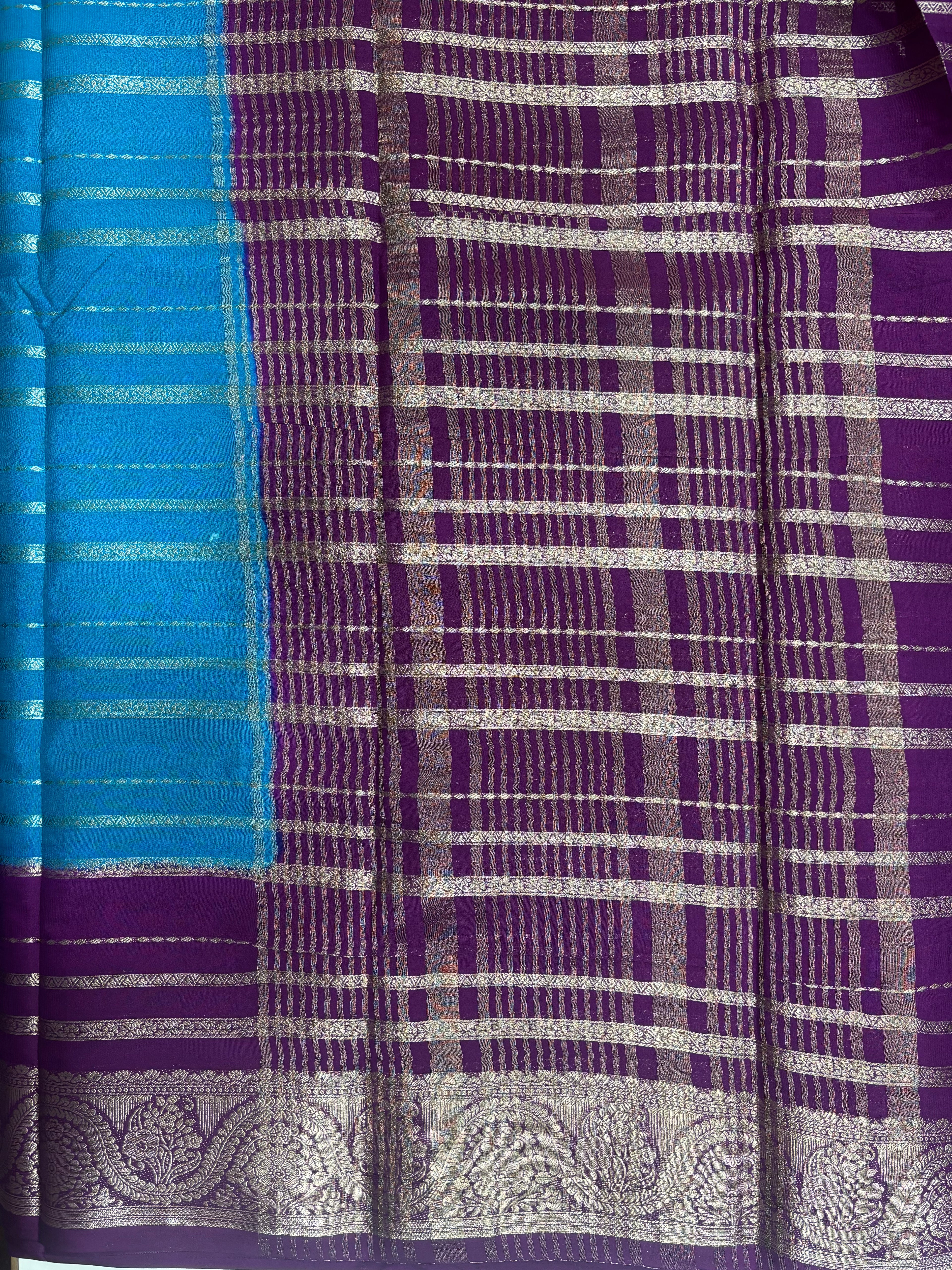 Kadambari Fancy Horizontal Lines Semi Crepe Silk Saree (PT5347-6)