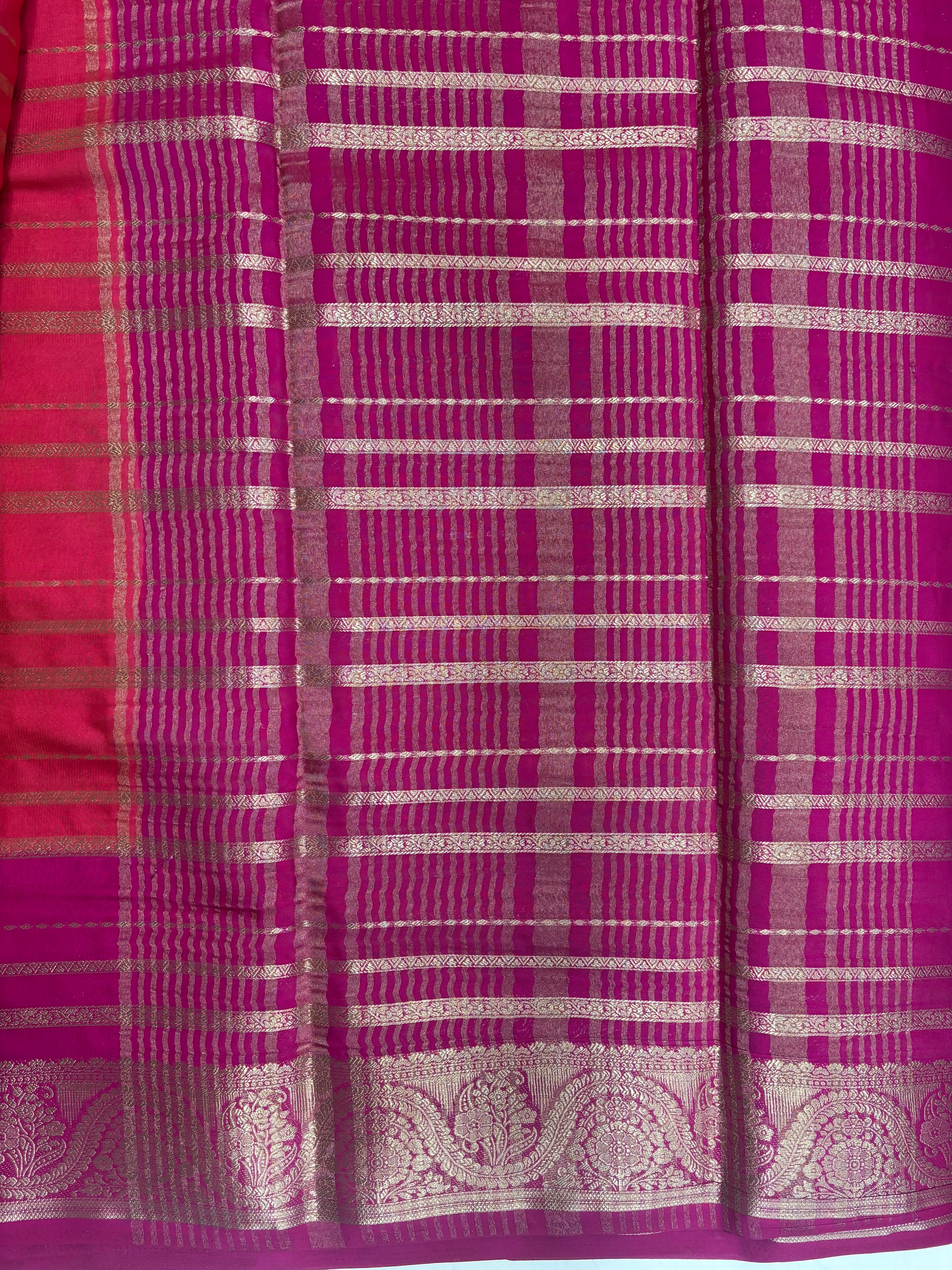 Kadambari Fancy Horizontal Lines Semi Crepe Silk Saree (PT5347-8)