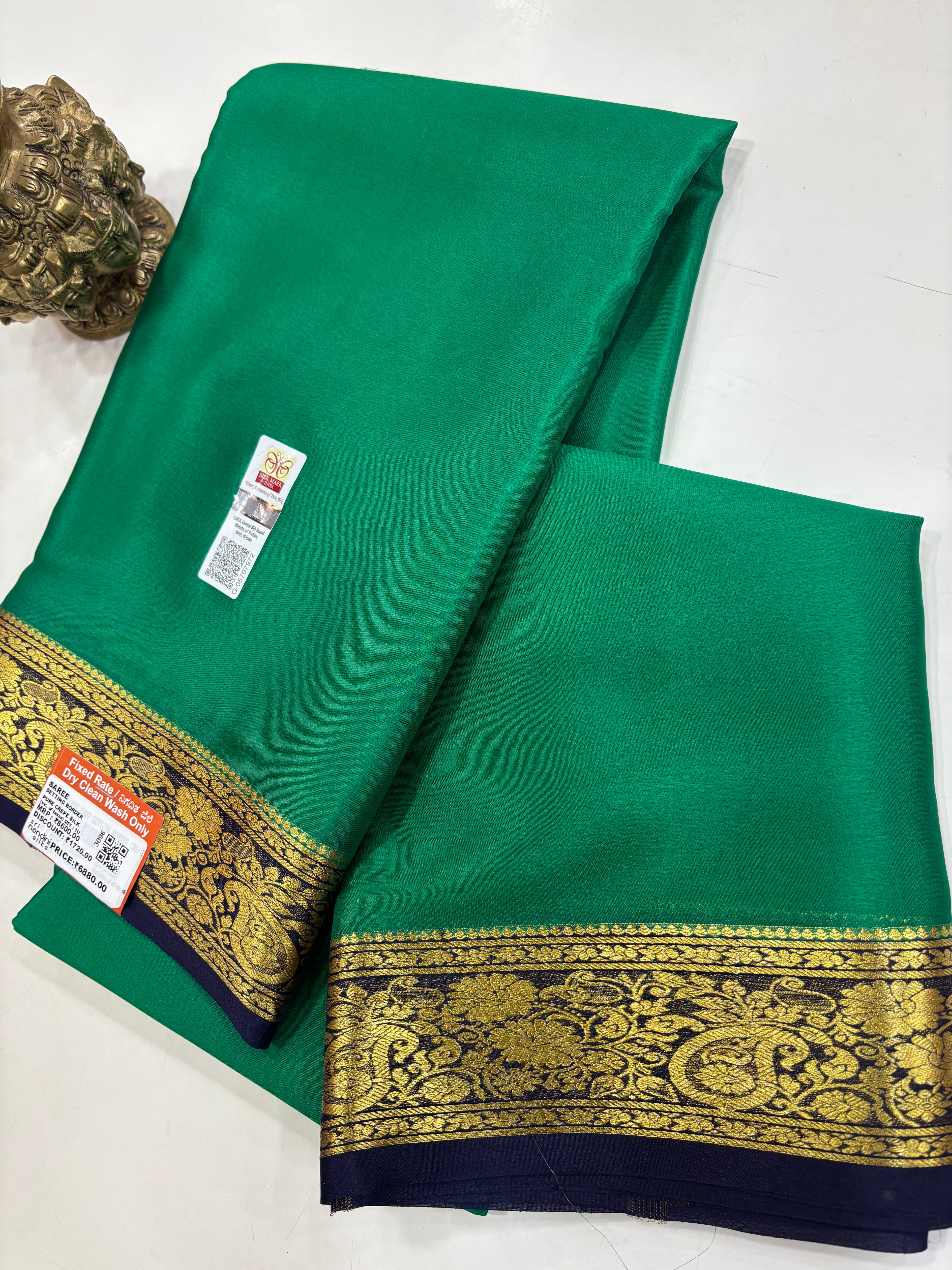 Pure Crepe Silk Saree With Silk Mark (3096)