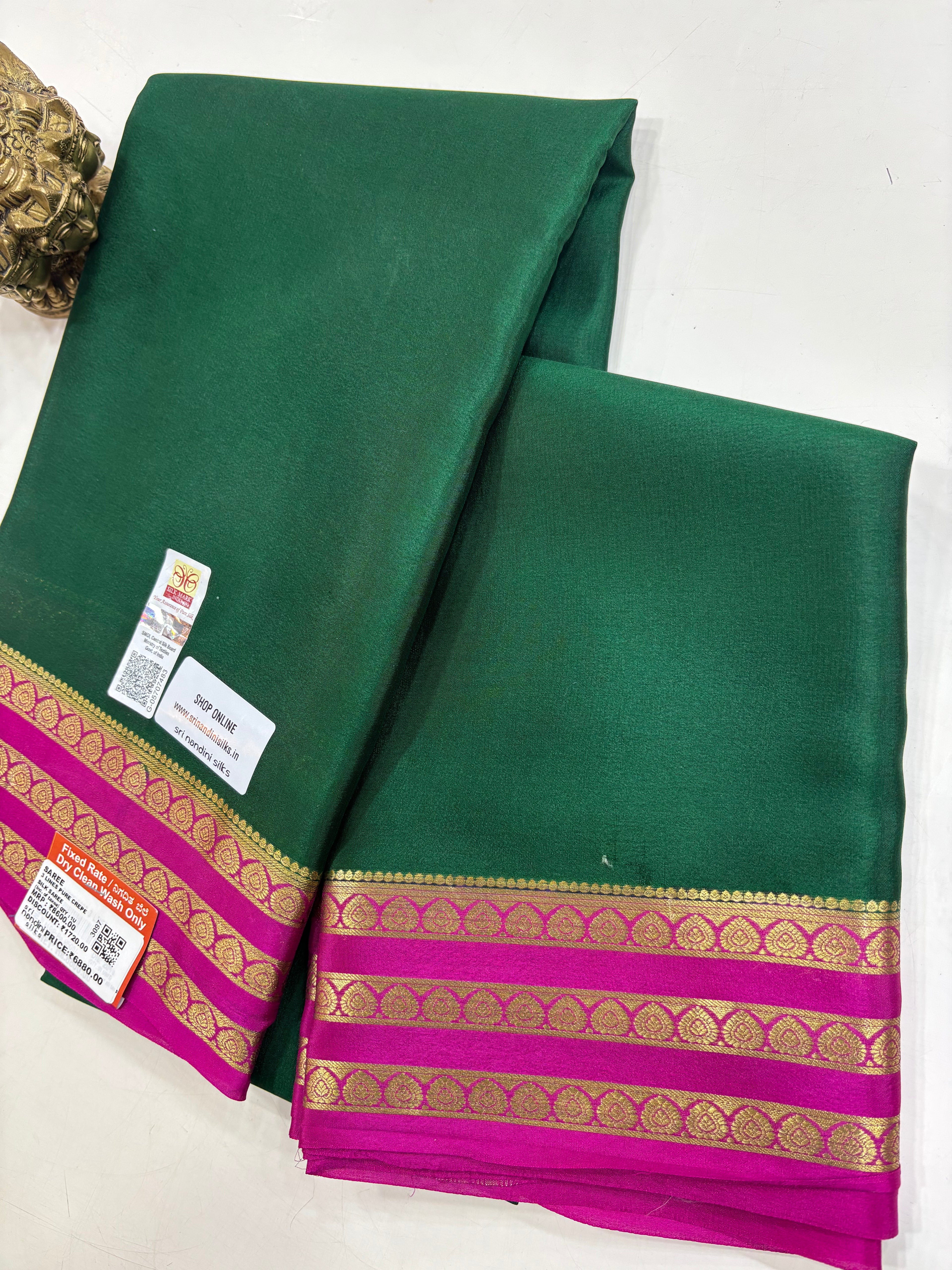 Pure Crepe Silk Saree With Silk Mark (3097)