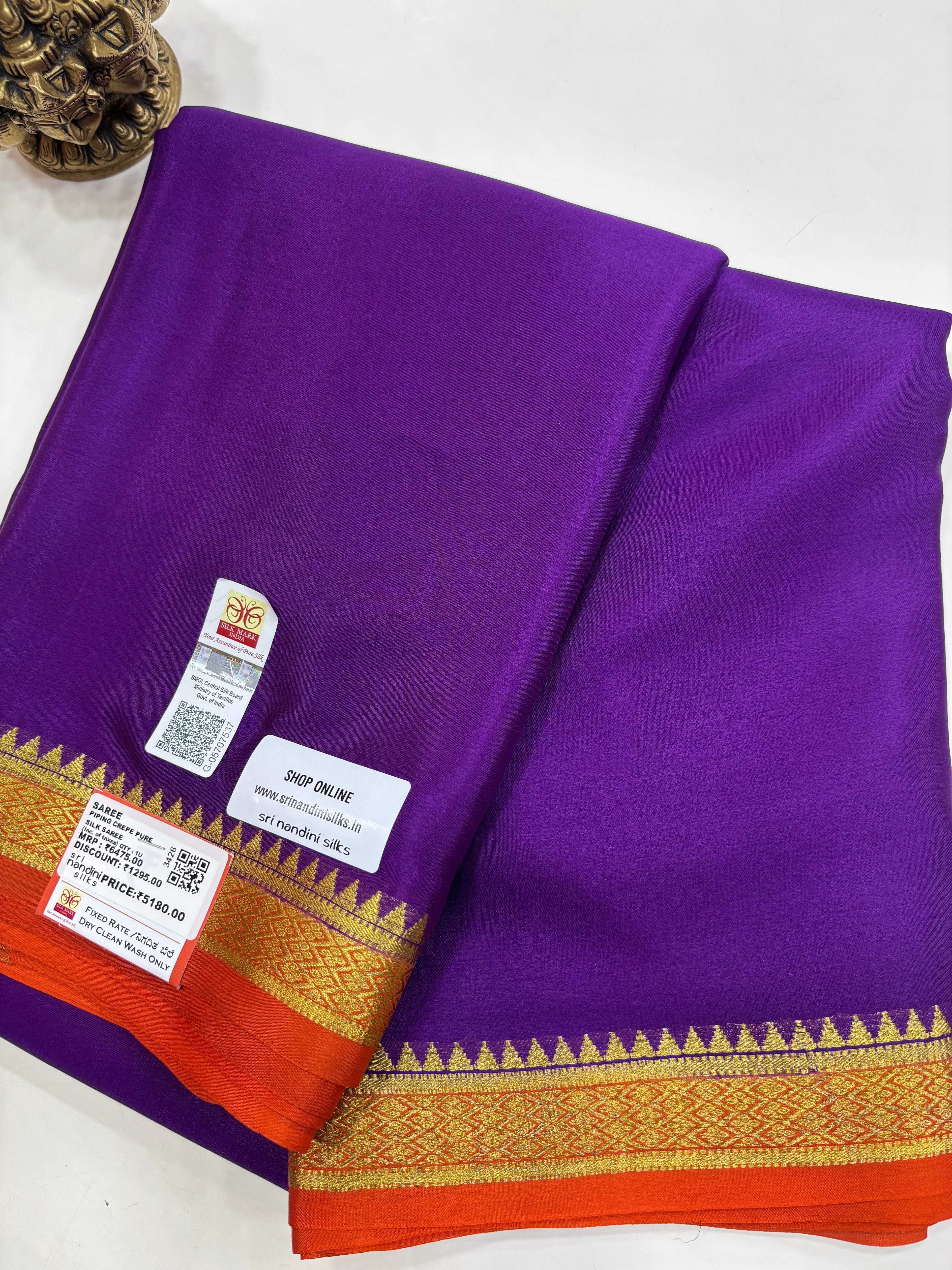Pure Crepe Silk Saree With Silk Mark (3426)