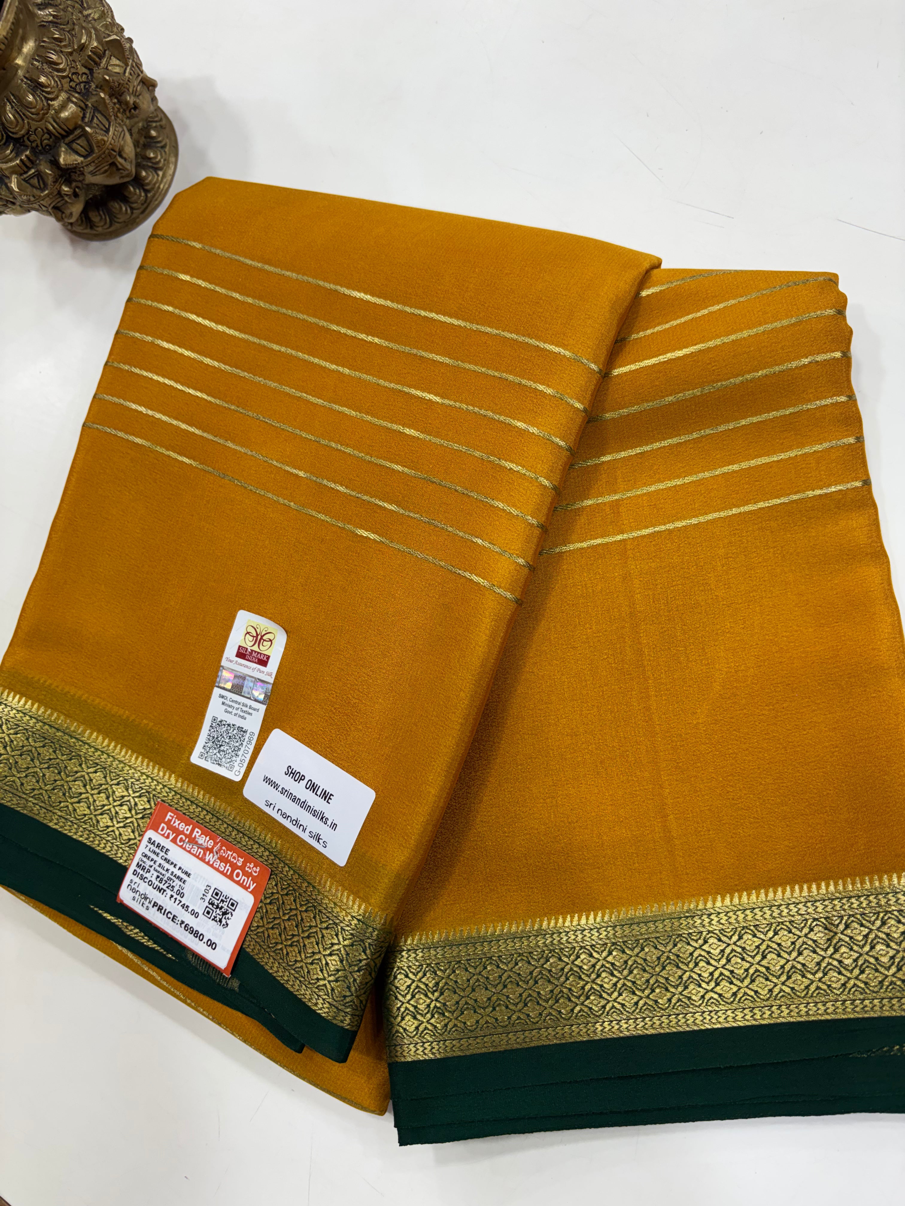 Pure Crepe Silk Saree With Silk Mark (3103)