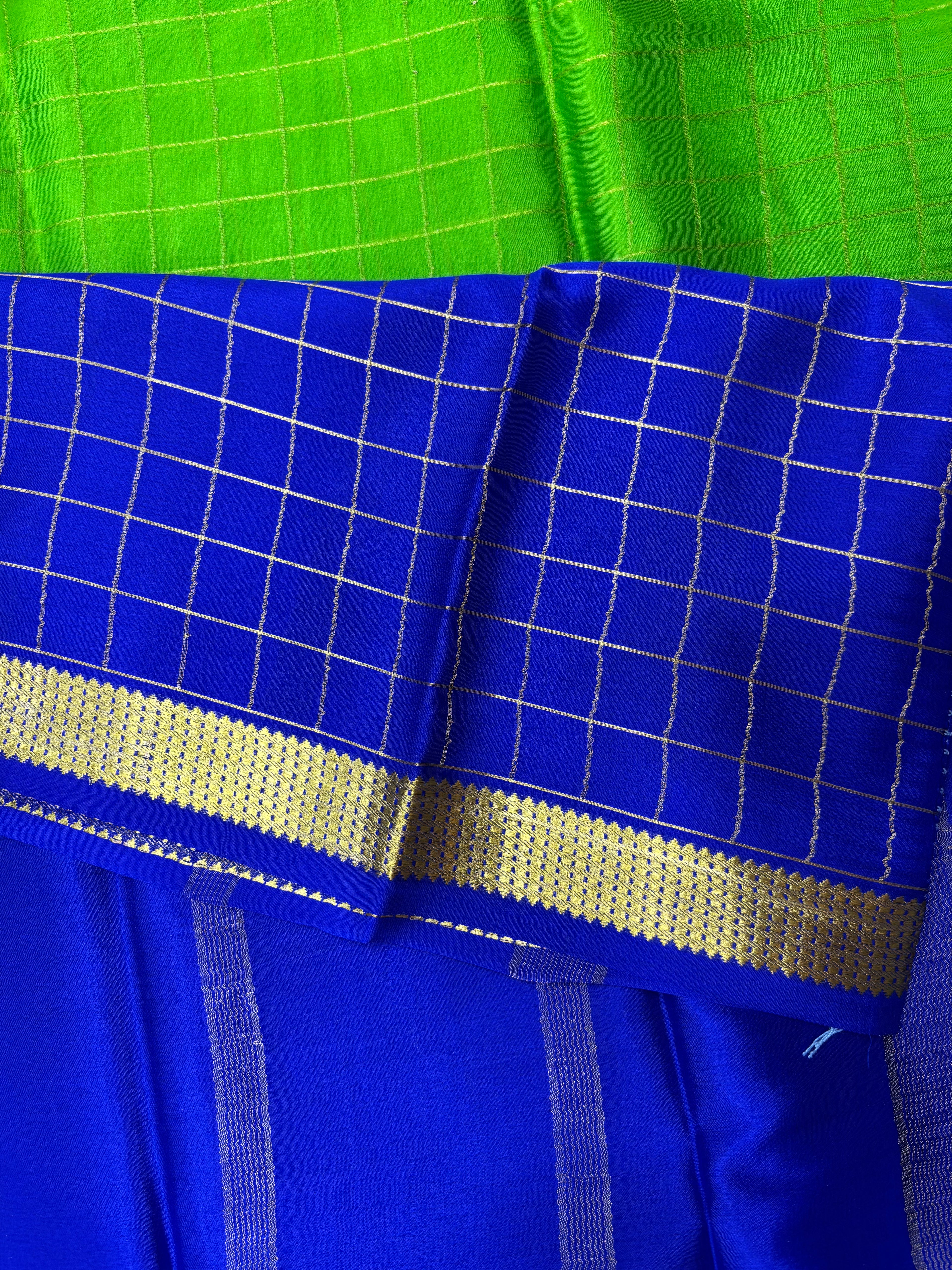 Pure Crepe Silk Chex Saree With Silk Mark (8497)