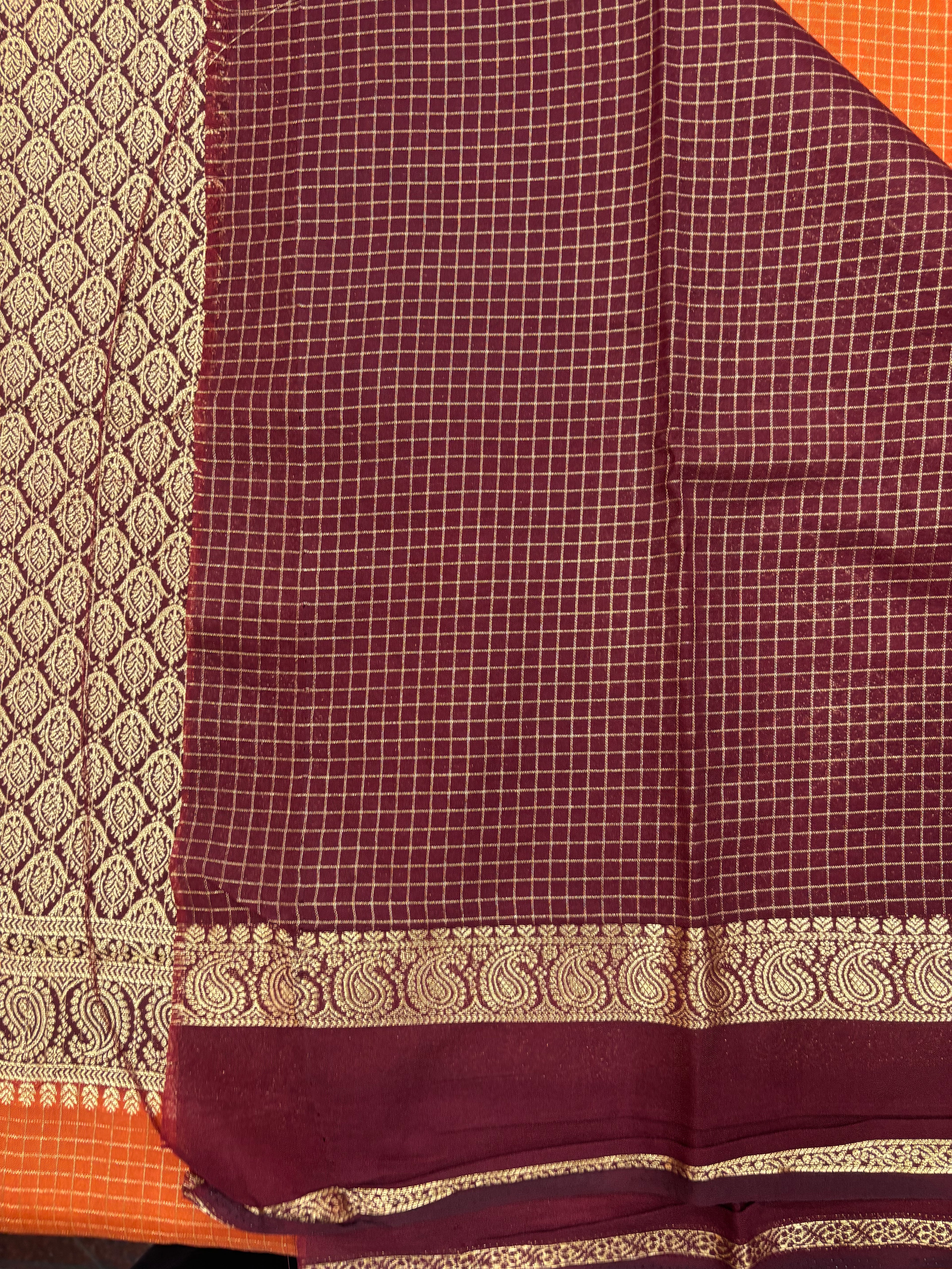 OG Chex Bentex Plain Semi Crepe Silk Saree (NHM5395)