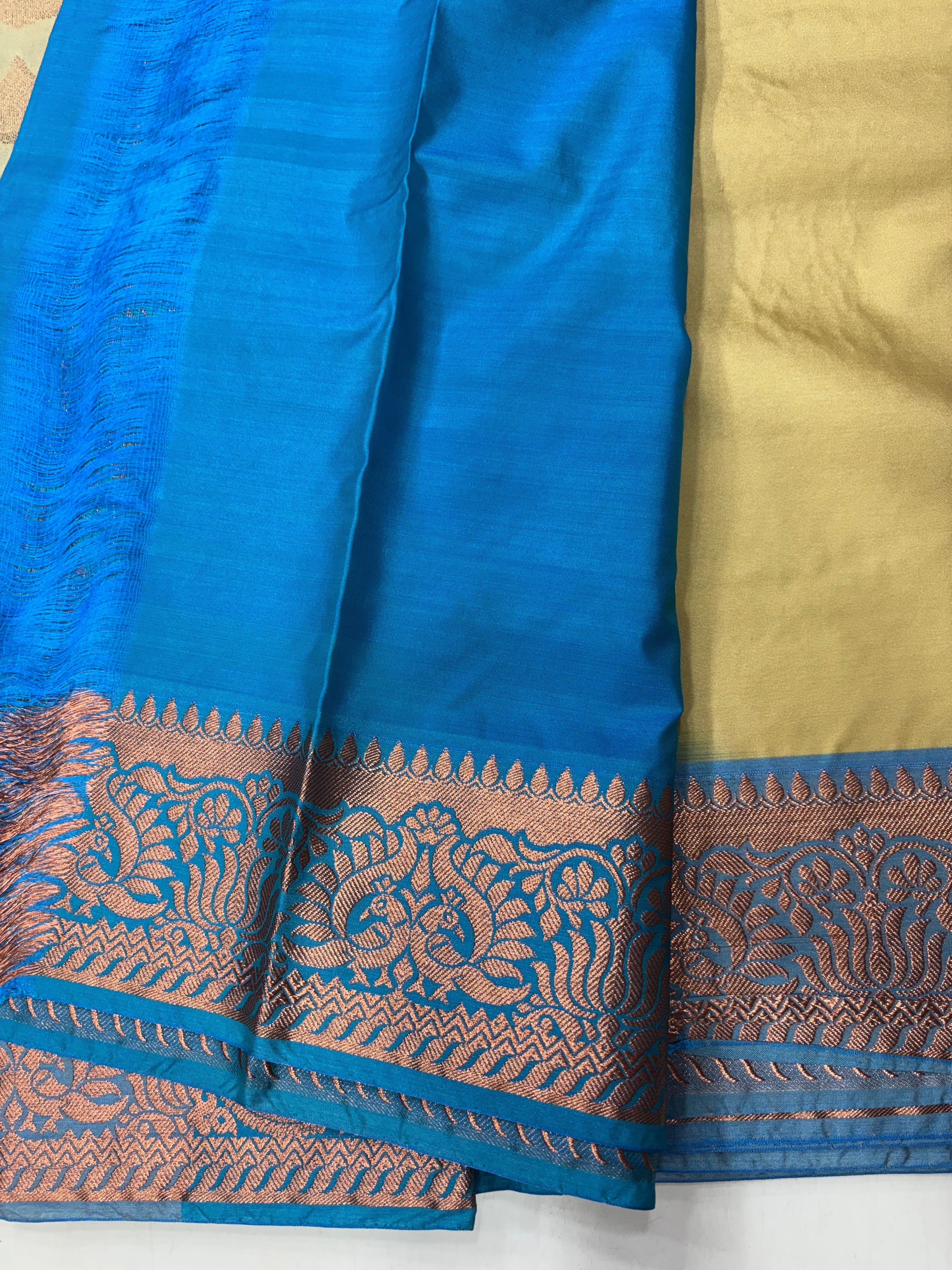 Nandini Silk Dark Cream Semi Silk Saree (SMS5984)