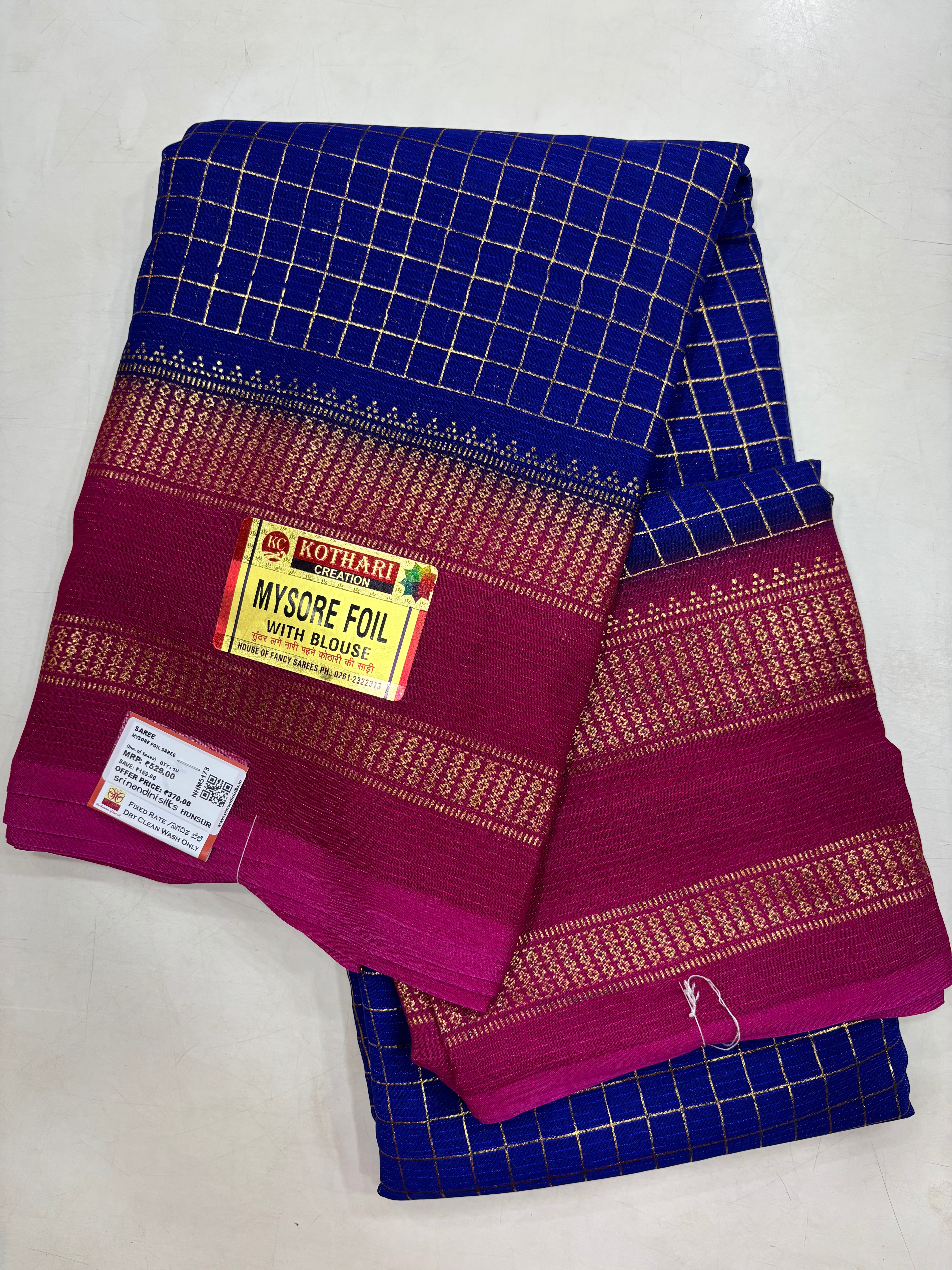 Mysore Foil Printed Royal Blue Fancy Saree (NHM5173)