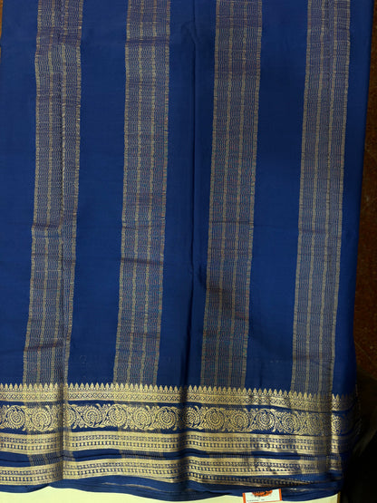 Navy Blue Semi Crepe Silk Saree (PT5363)