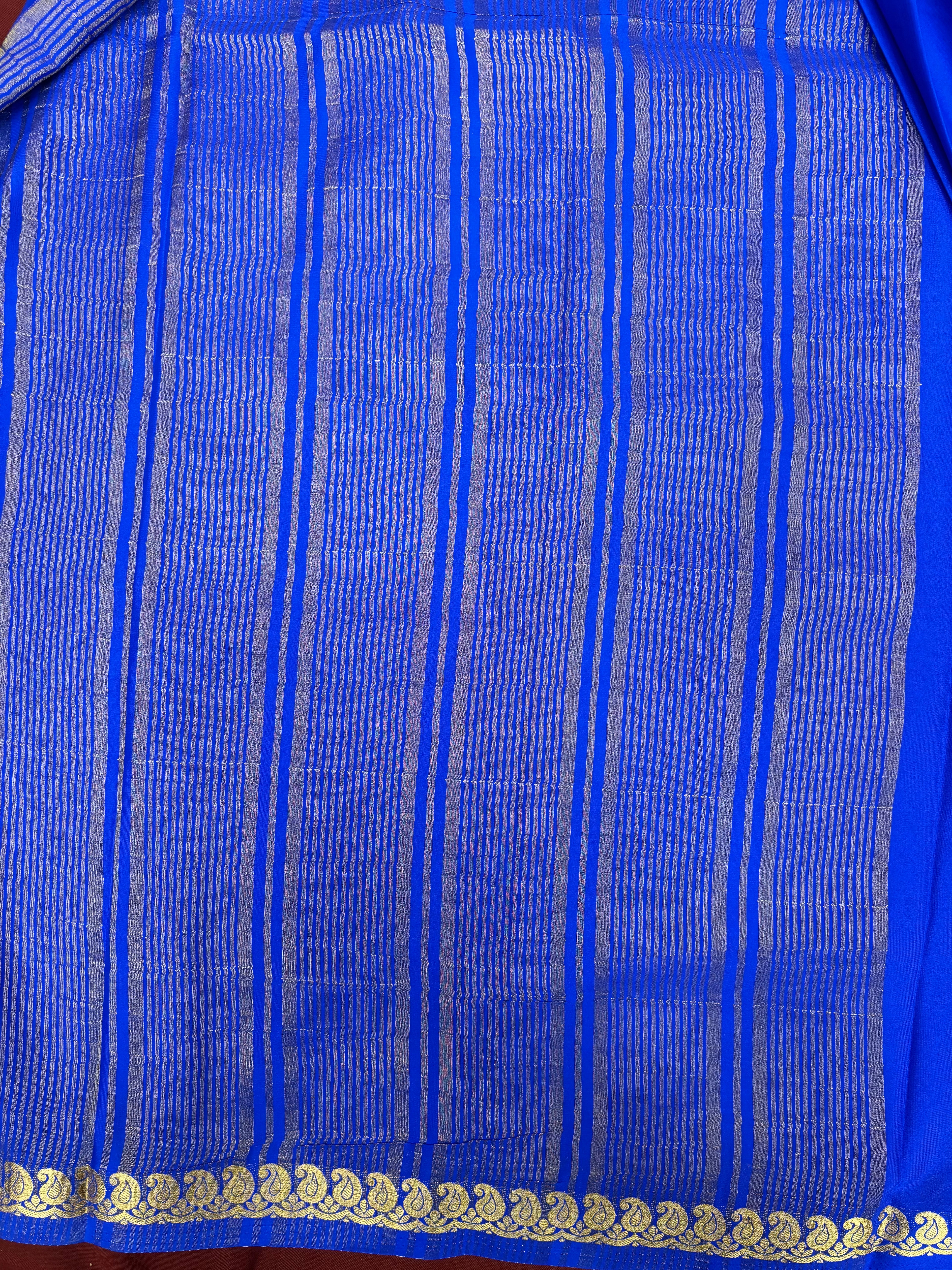 Royal Blue Mango S/B Semi Crepe Silk Saree (PT4790)