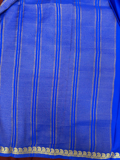Royal Blue Mango S/B Semi Crepe Silk Saree (PT4790)