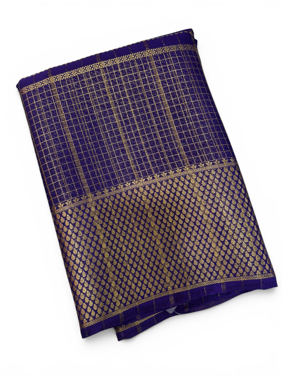 Premium Crepe Silk Self Plum Purple Chex Saree (SMI6941_3)