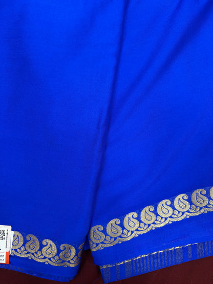 Royal Blue Mango S/B Semi Crepe Silk Saree (PT4790)