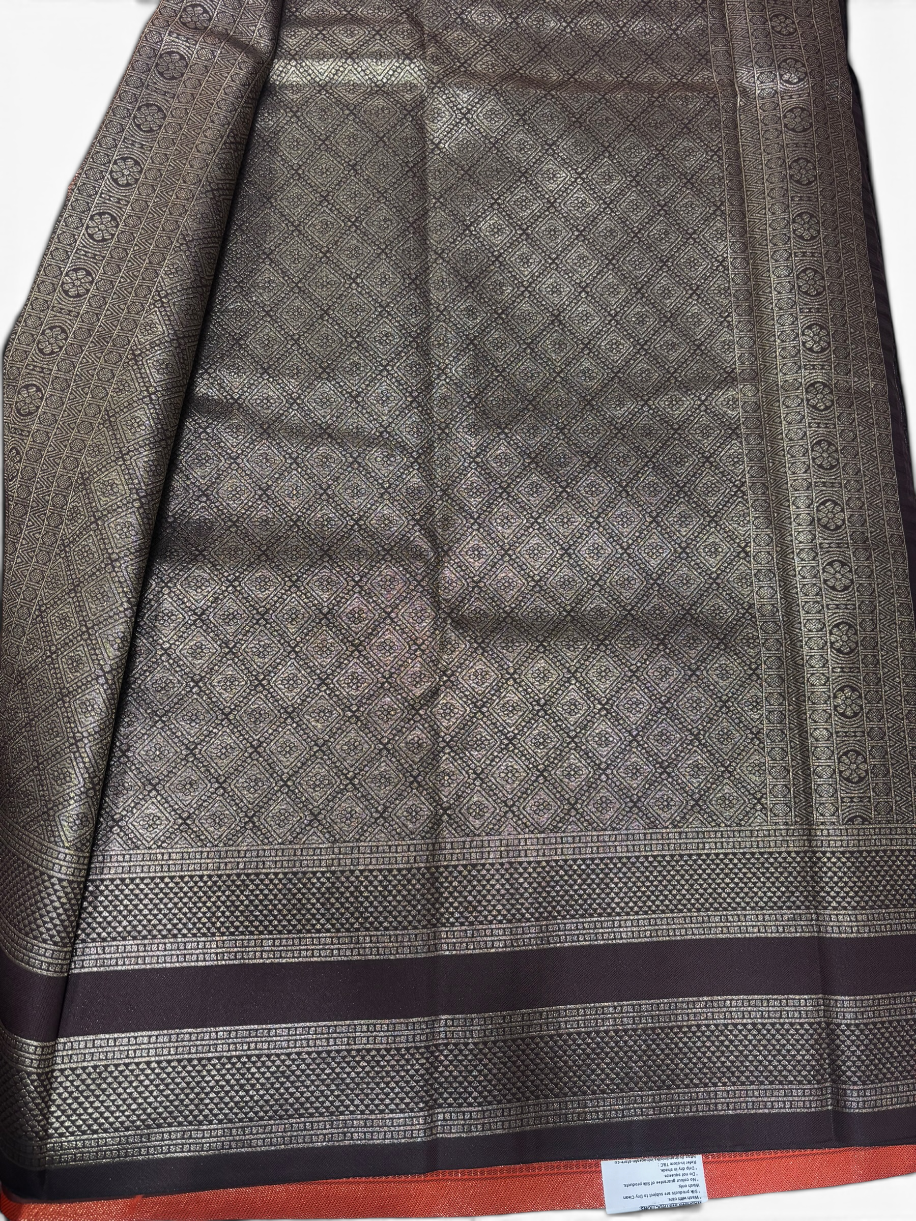 Rust &amp; Brow Bentex Border Kubera Silk Saree (NHM7054)