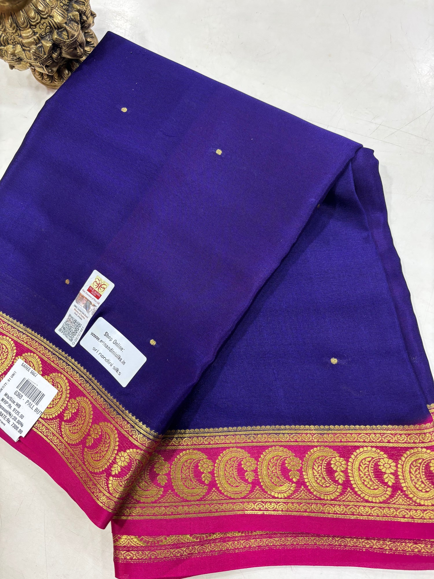 Pure Crepe Silk Saree With Silk Mark (6368)