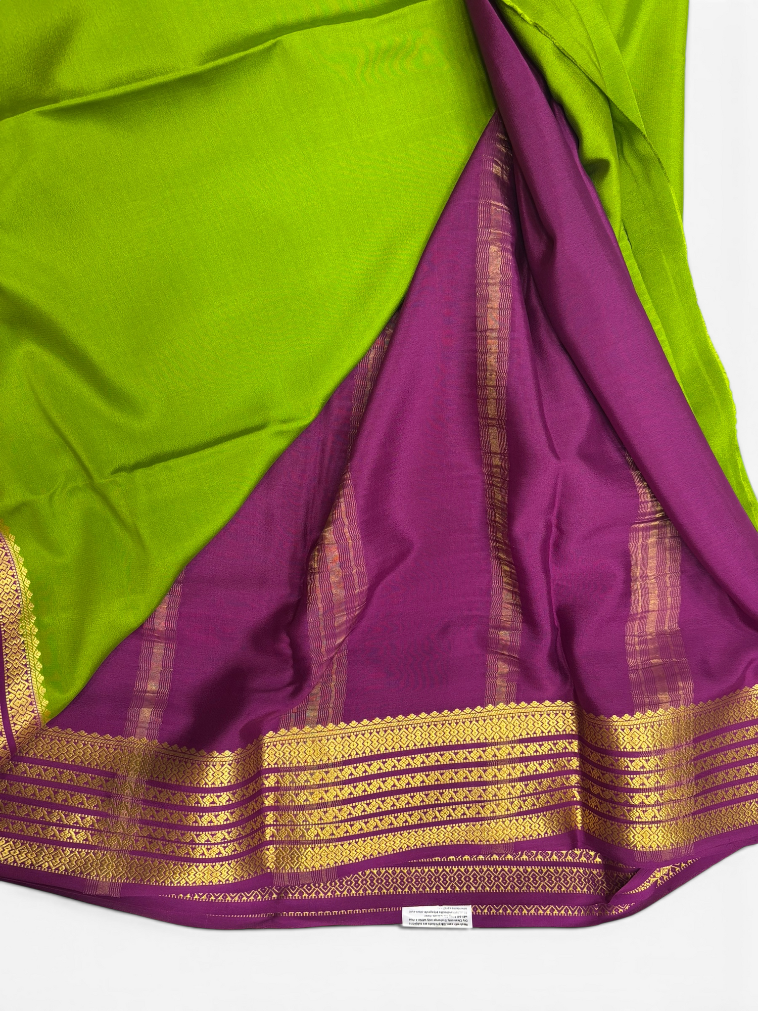 Pure Crepe Silk Olive Green Contrast Saree w/  Silk Mark (PSE6575)