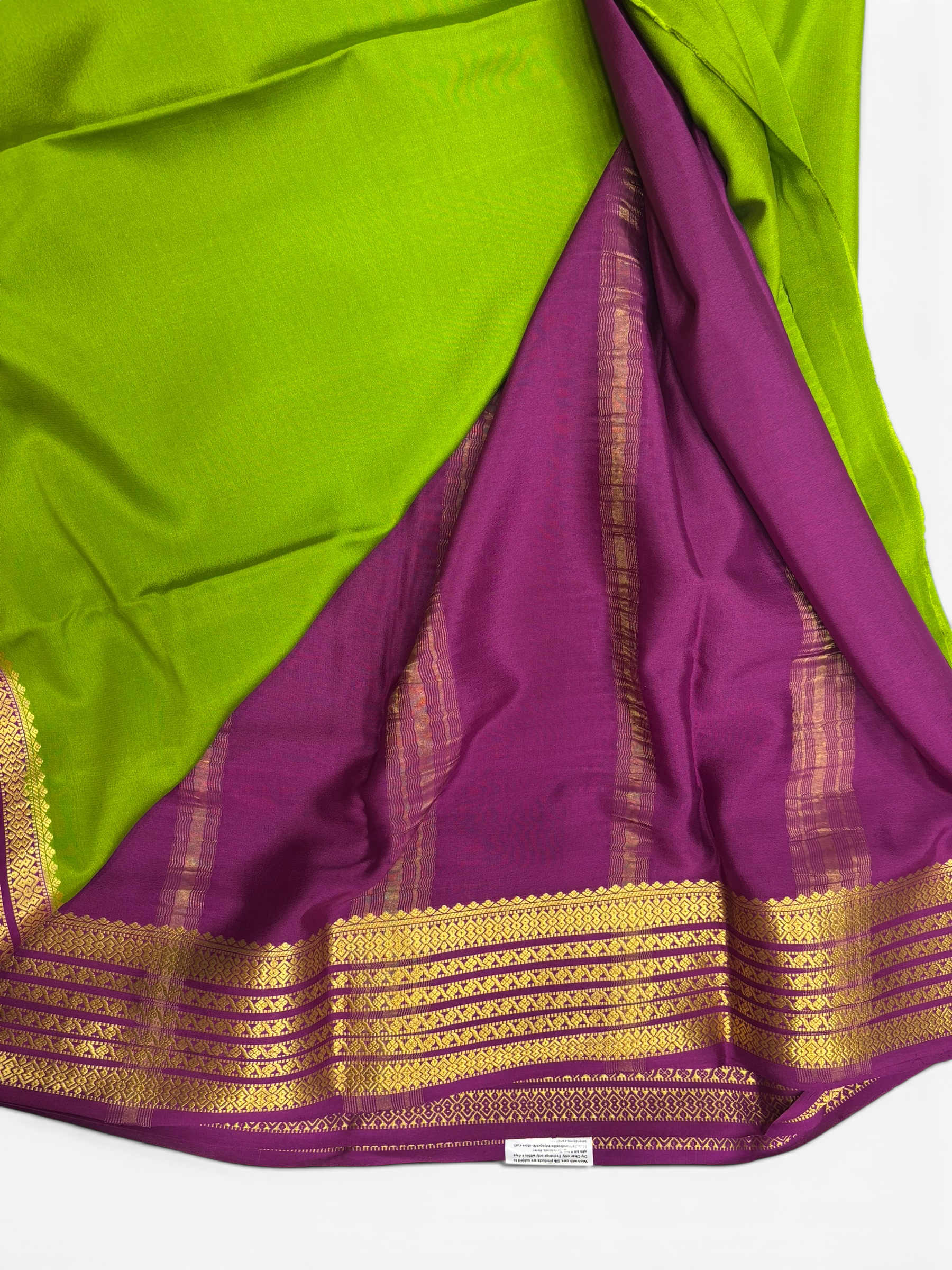 Pure Crepe Silk Olive Green Contrast Saree w/  Silk Mark (PSE6575)