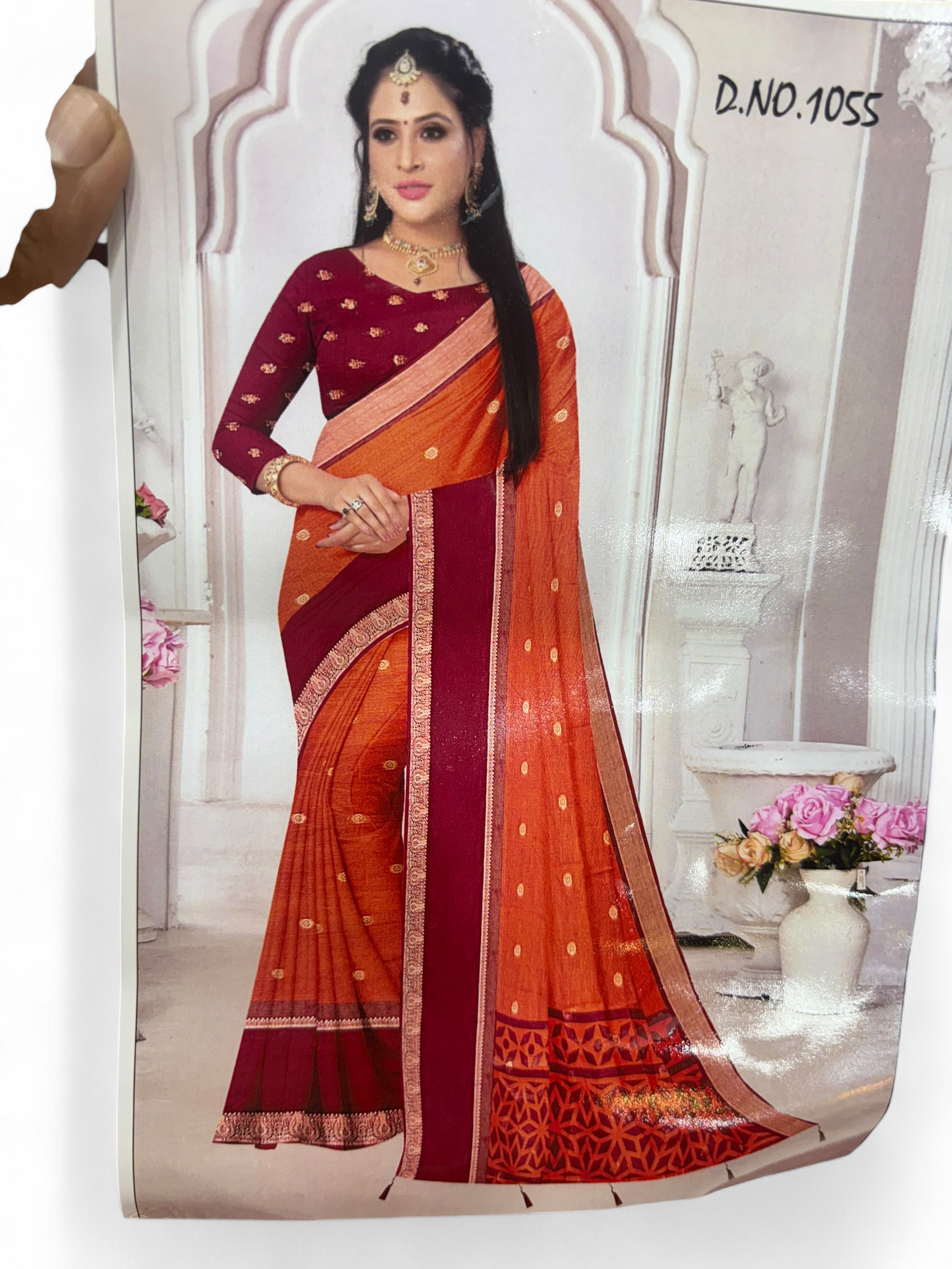 Trending Rust &amp; Maroon Fancy Saree (NHM7048)