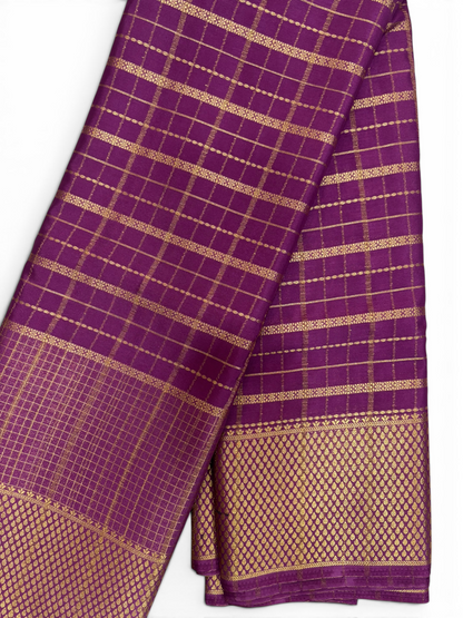 Premium Crepe Silk Self Onion Pink Chex Saree (SMI6941_11)