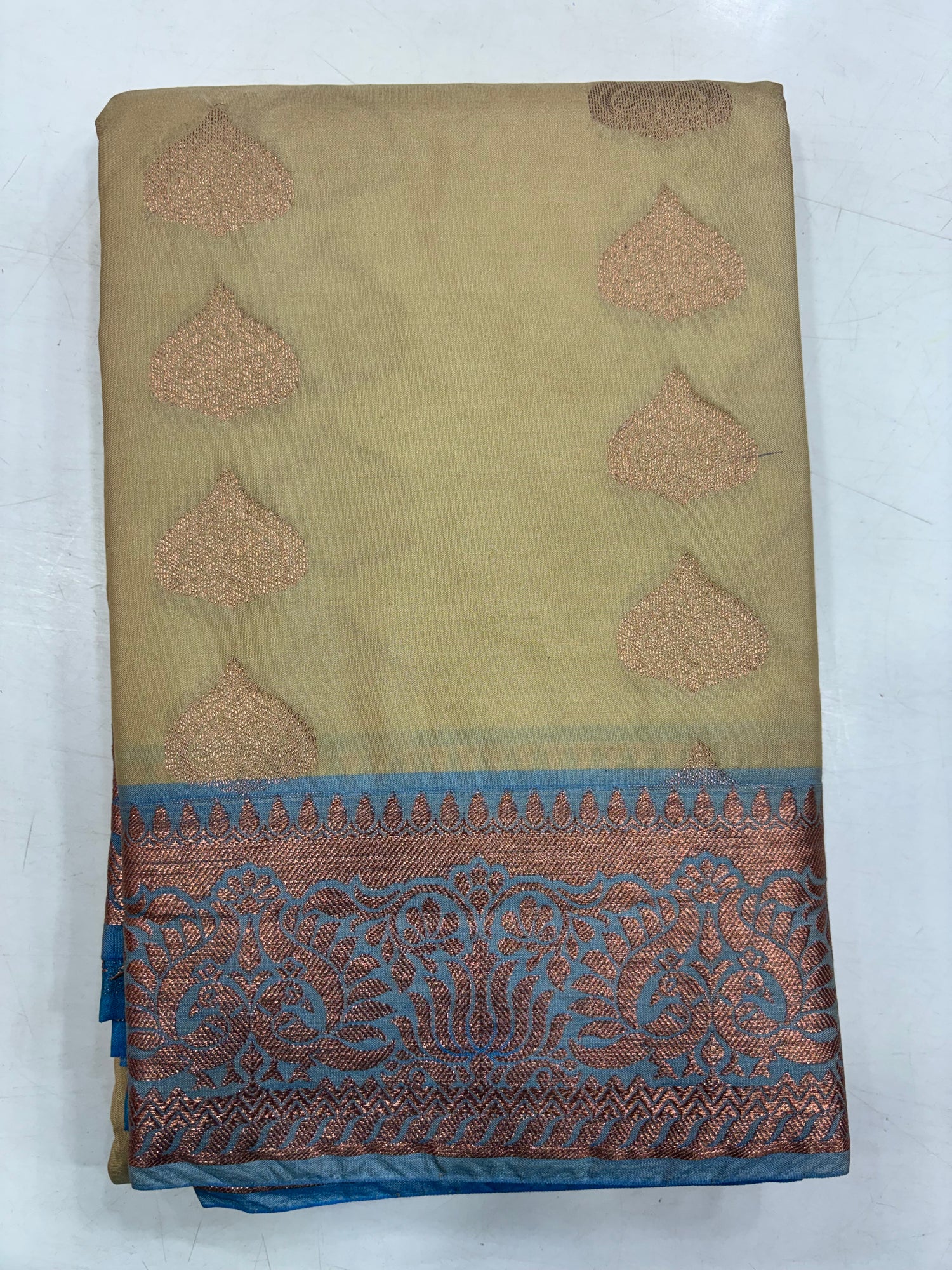 Nandini Silk Dark Cream Semi Silk Saree (SMS5984)