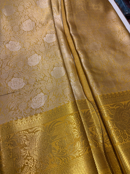 Trending Golden Soft Semi Silk Saree Embose Border (NHM5979)