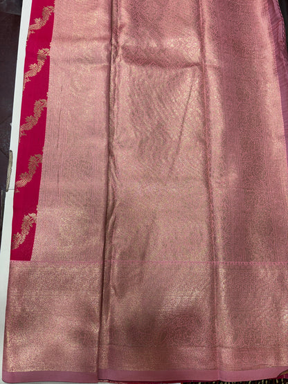 Trending Necklace Design Rani Pink Saree (NHM5786)