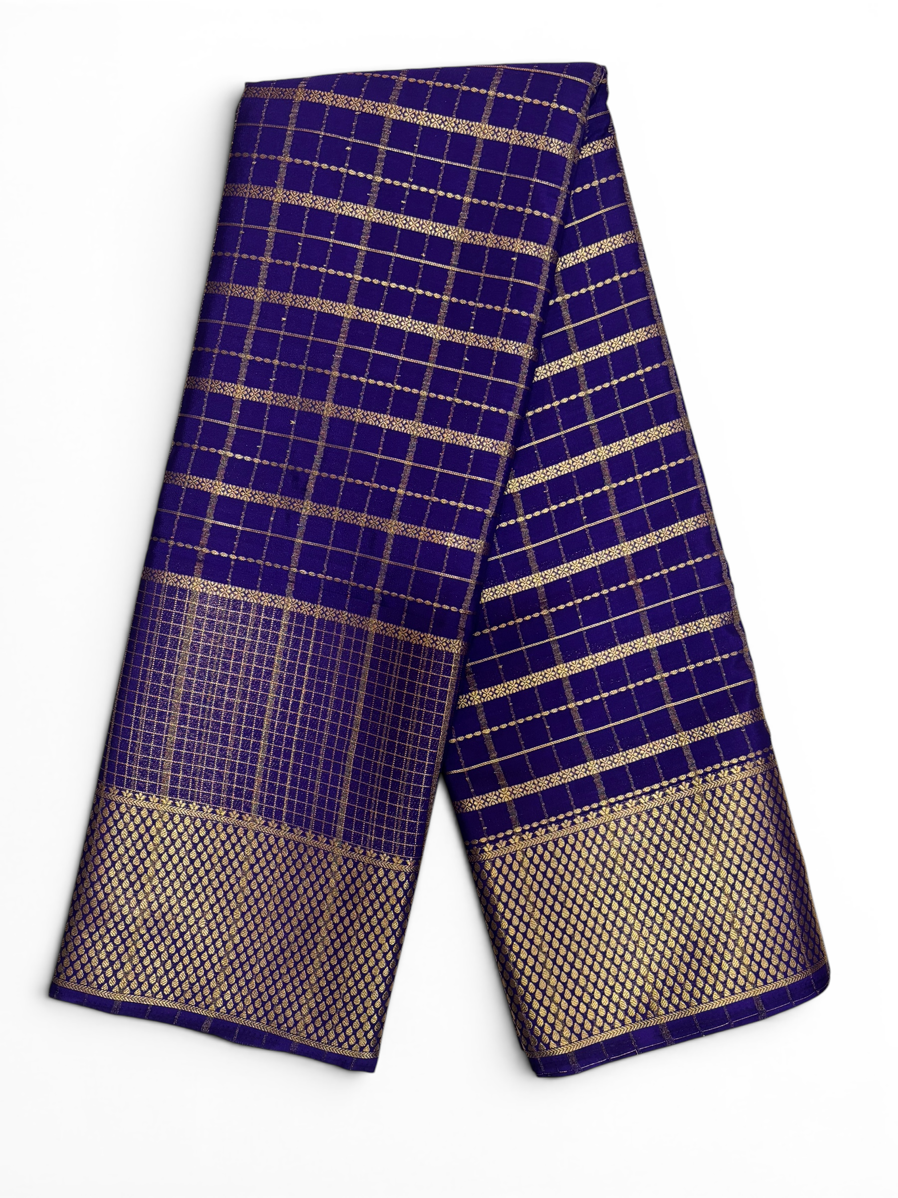 Premium Crepe Silk Self Plum Purple Chex Saree (SMI6941_3)