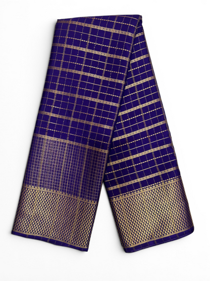 Premium Crepe Silk Self Plum Purple Chex Saree (SMI6941_3)