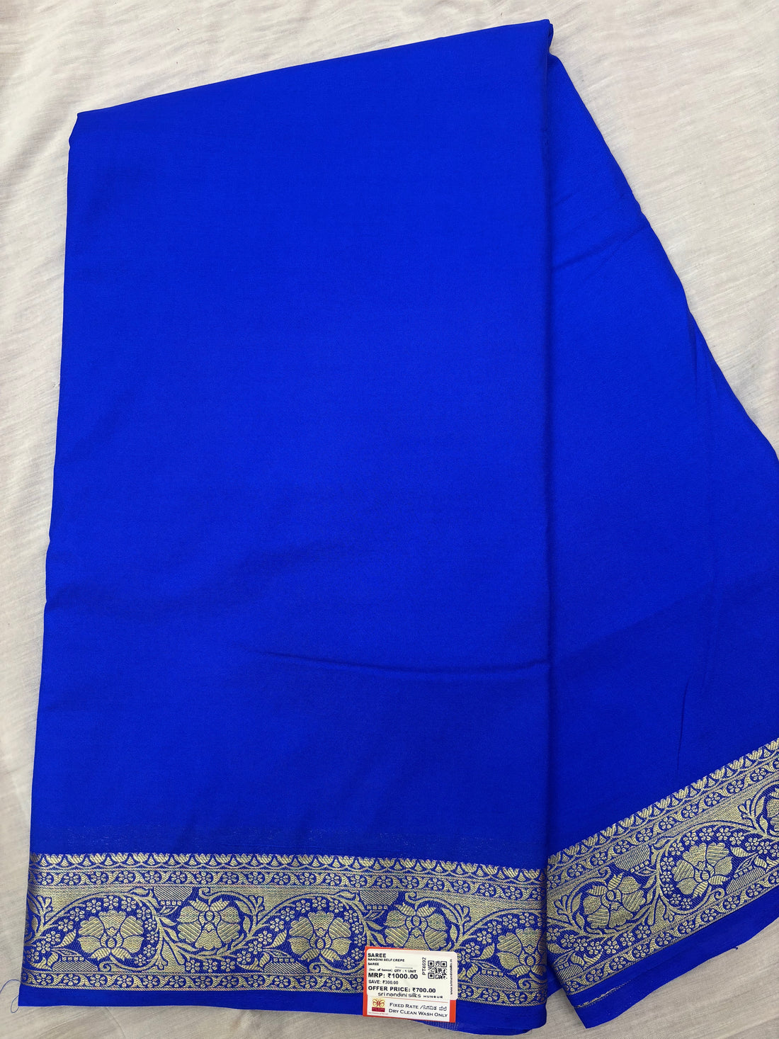 Royal Blue B/B Semi Crepe Silk Saree (PT4692)