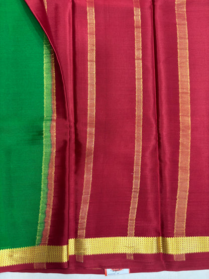 Green &amp; Maroon Pure Crepe Silk Saree With Silk Mark (GH4419)