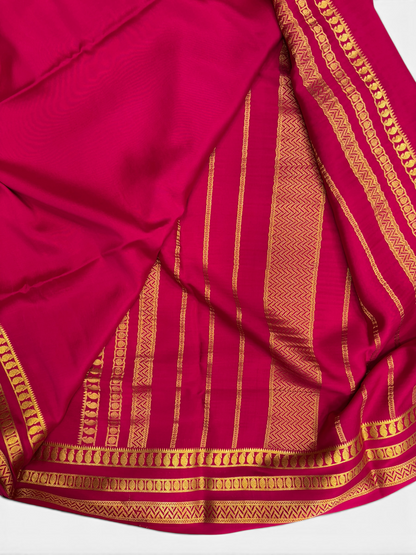 Pure Crepe Silk Rani Self Saree w/  Silk Mark (PSE6959)
