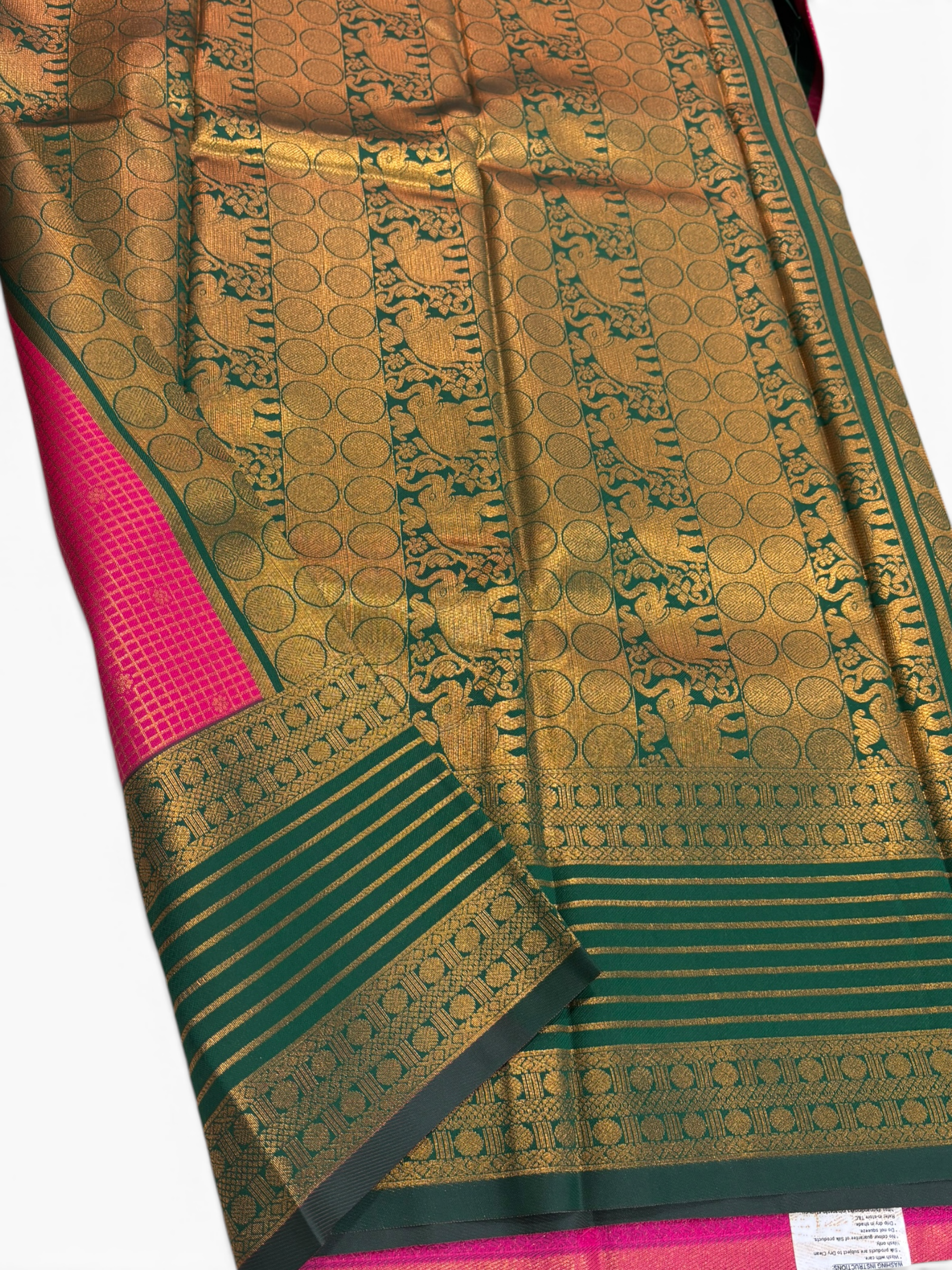 Nandini Silk Kubera Chex Contrast Semi Silk Saree (NHM6852)