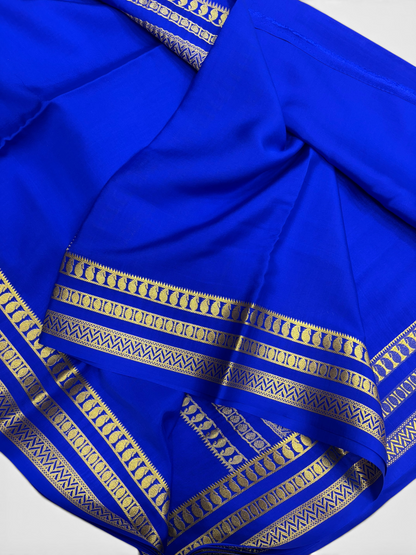 Pure Crepe Silk Royal Blue Self Saree w/  Silk Mark (PSE6959)