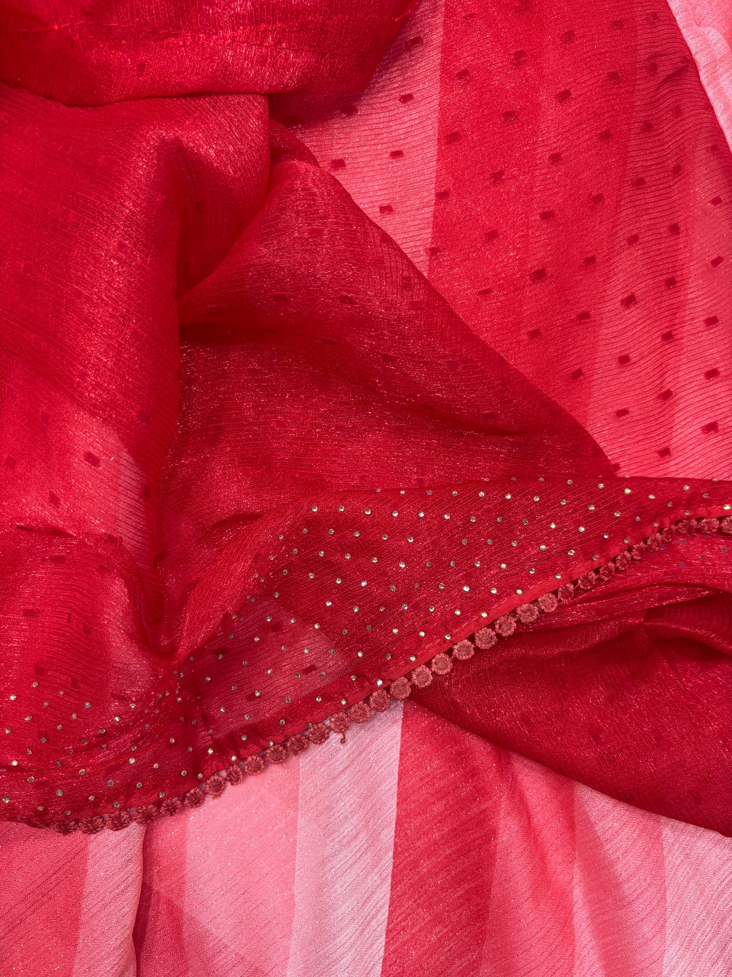 Red &amp; Pink Fancy Saree (NHM7049)
