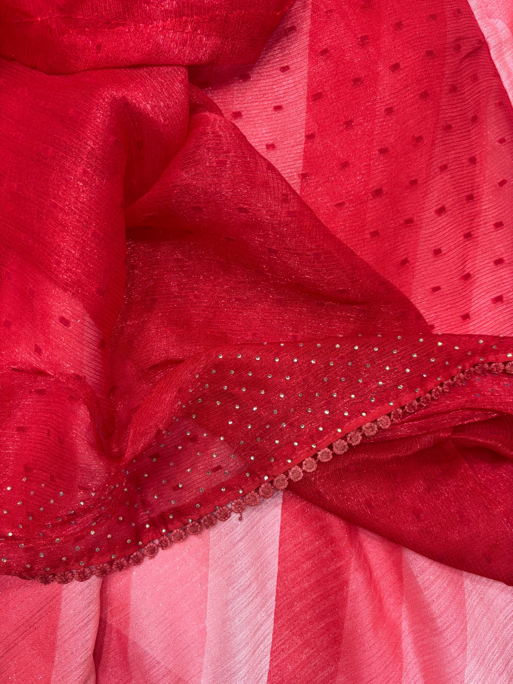 Red &amp; Pink Fancy Saree (NHM7049)